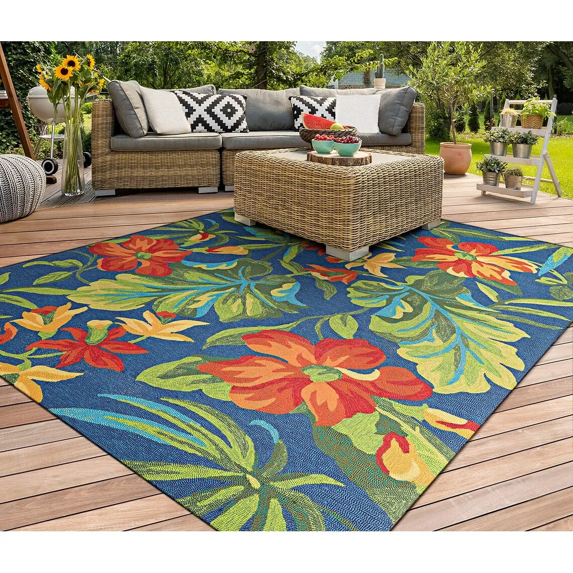 Dream Decor Rugs Miami Spiced Orchid Blue Green Outdoor Area Rug