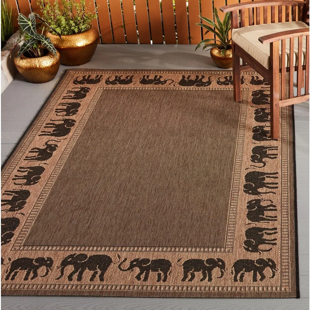 Dream Decor Rugs Pergola Global Cocoa Brown Black Outdoor Area Rug
