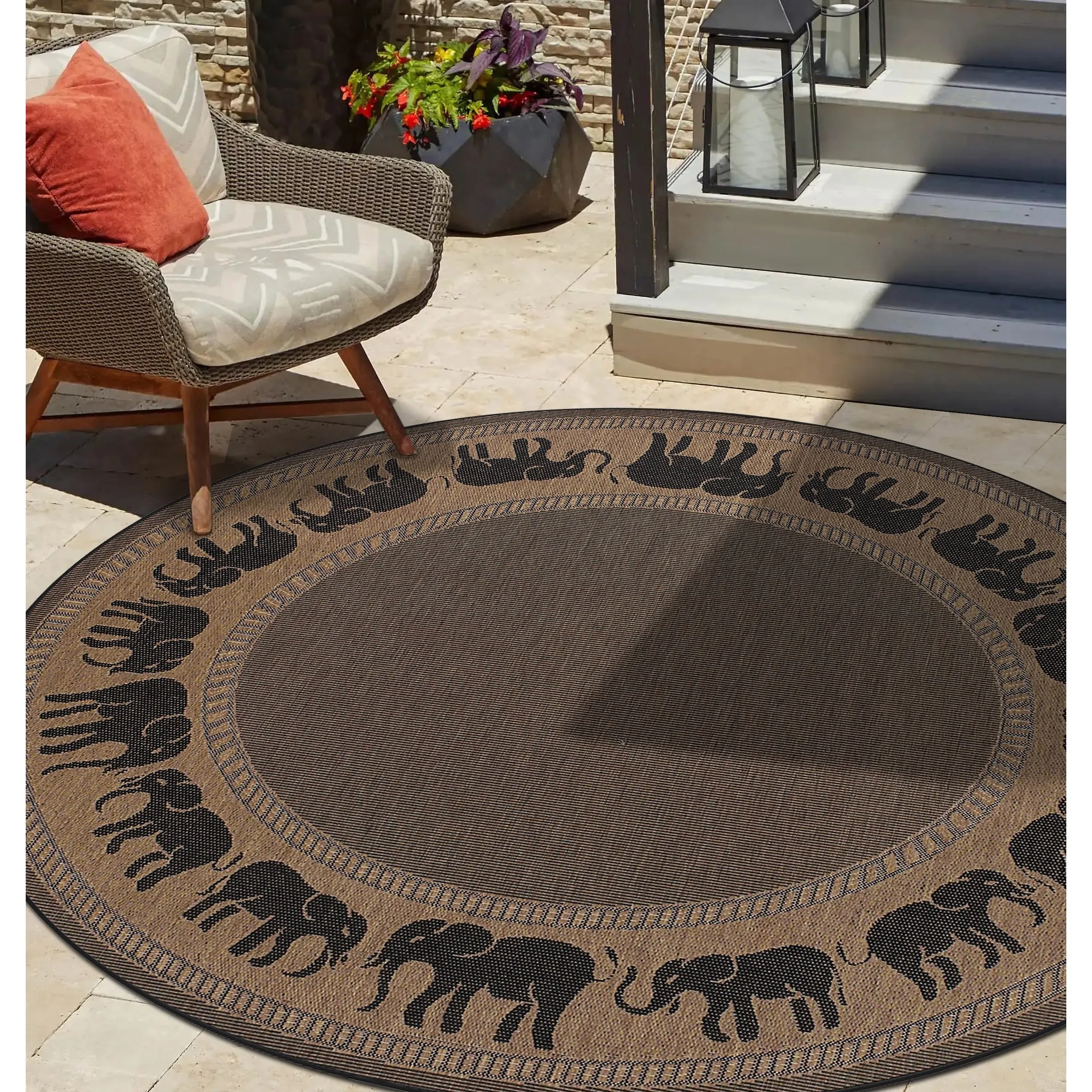 Dream Decor Rugs Pergola Global Cocoa Brown Black Outdoor Area Rug