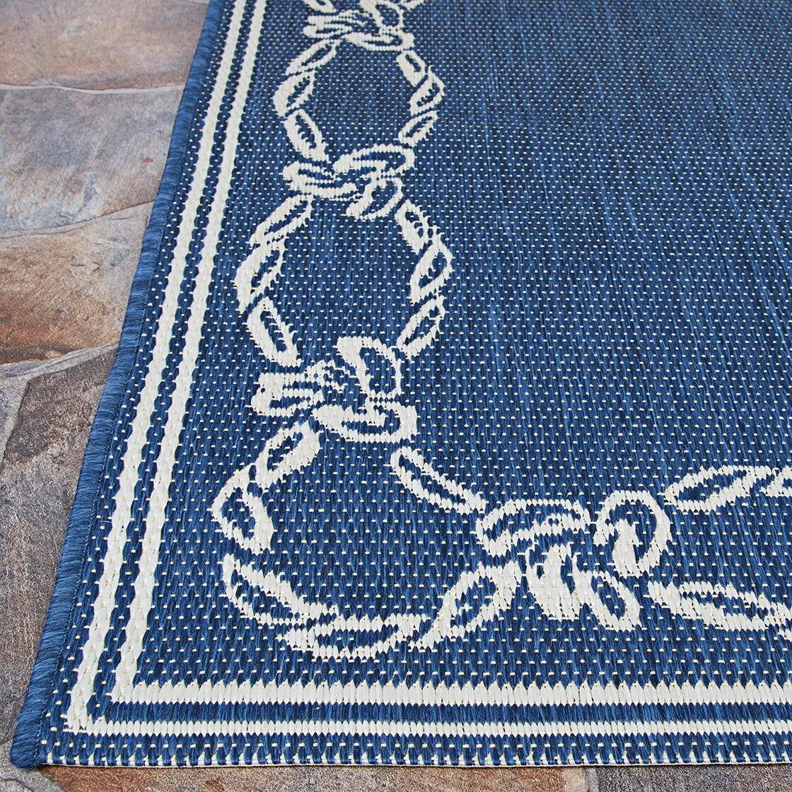 Dream Decor Rugs Pergola Link Blue Ivory Indoor Outdoor Area Rug