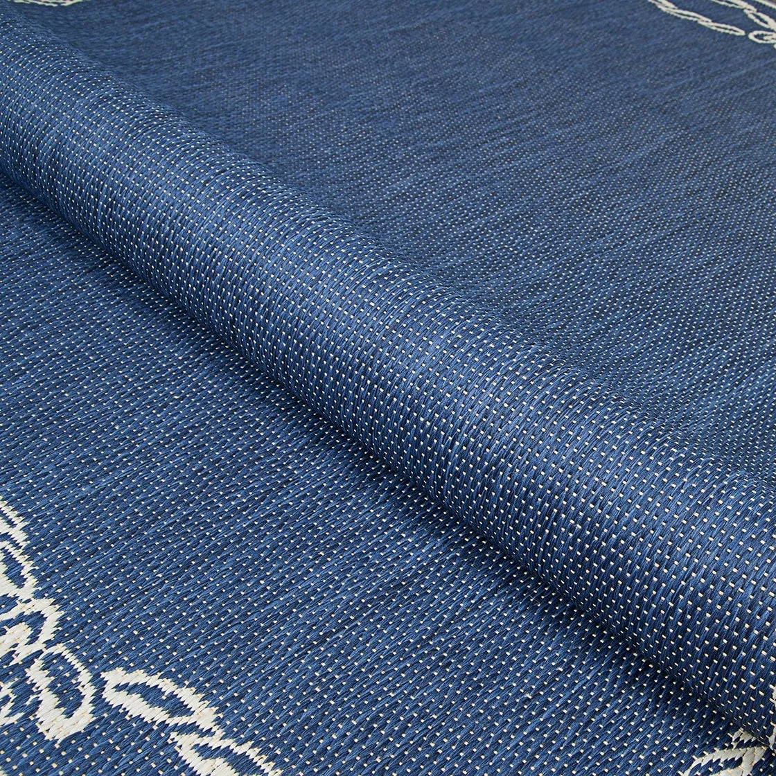 Dream Decor Rugs Pergola Link Blue Ivory Indoor Outdoor Area Rug