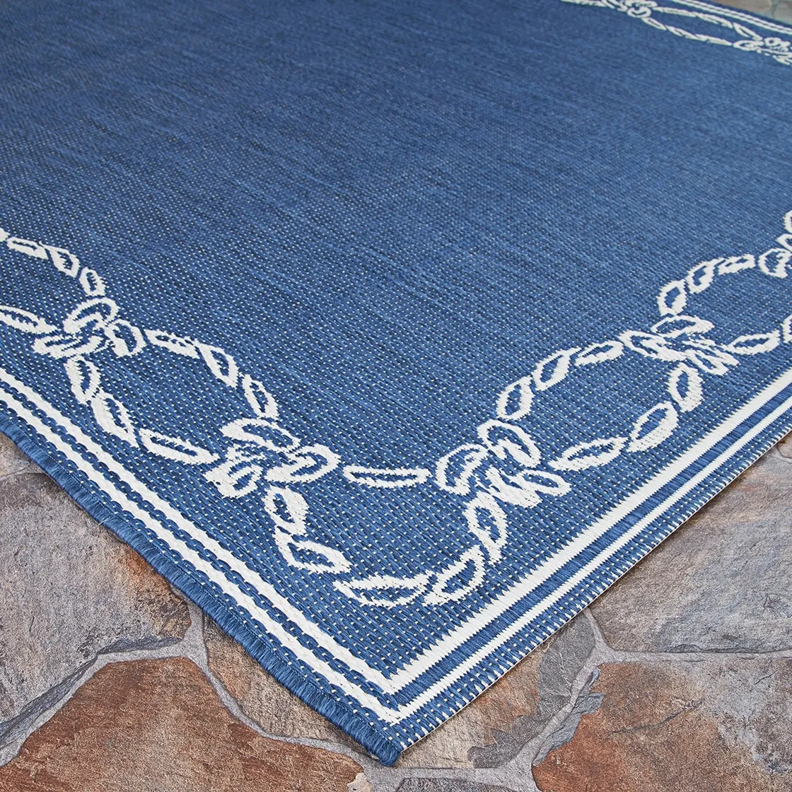 Dream Decor Rugs Pergola Link Blue Ivory Indoor Outdoor Area Rug