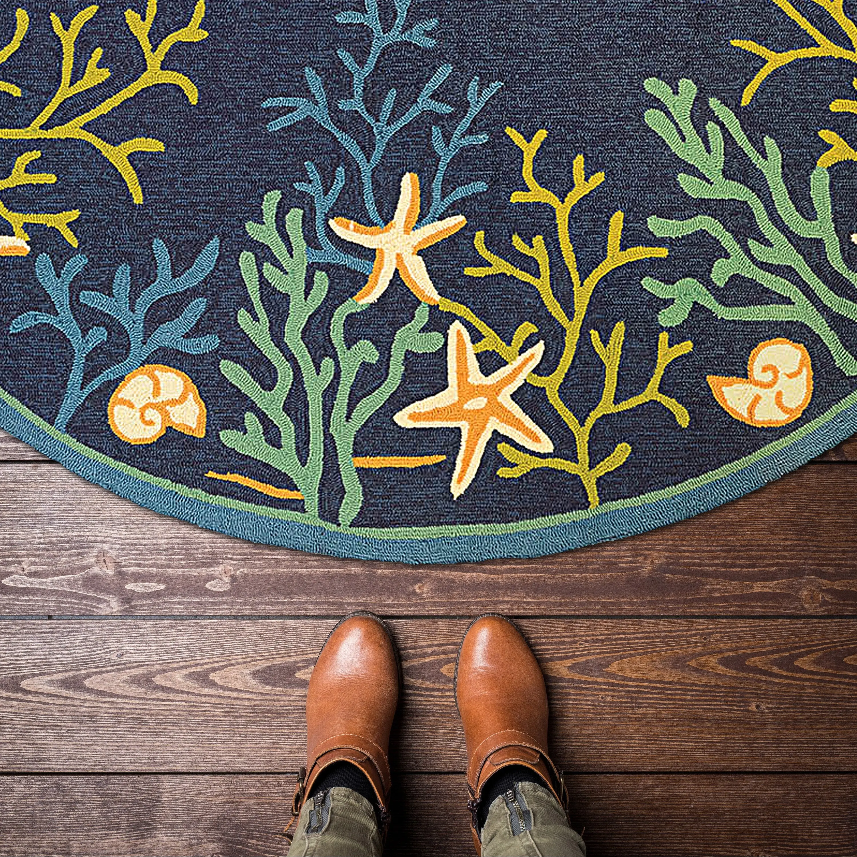 Dream Decor Rugs Picadilly Coral Reef Blue Green Outdoor Area Rug