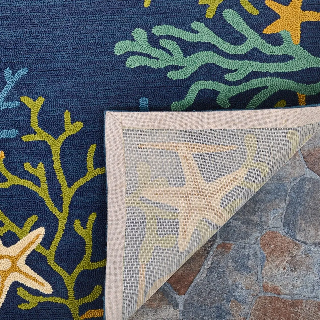 Dream Decor Rugs Picadilly Coral Reef Blue Green Outdoor Area Rug