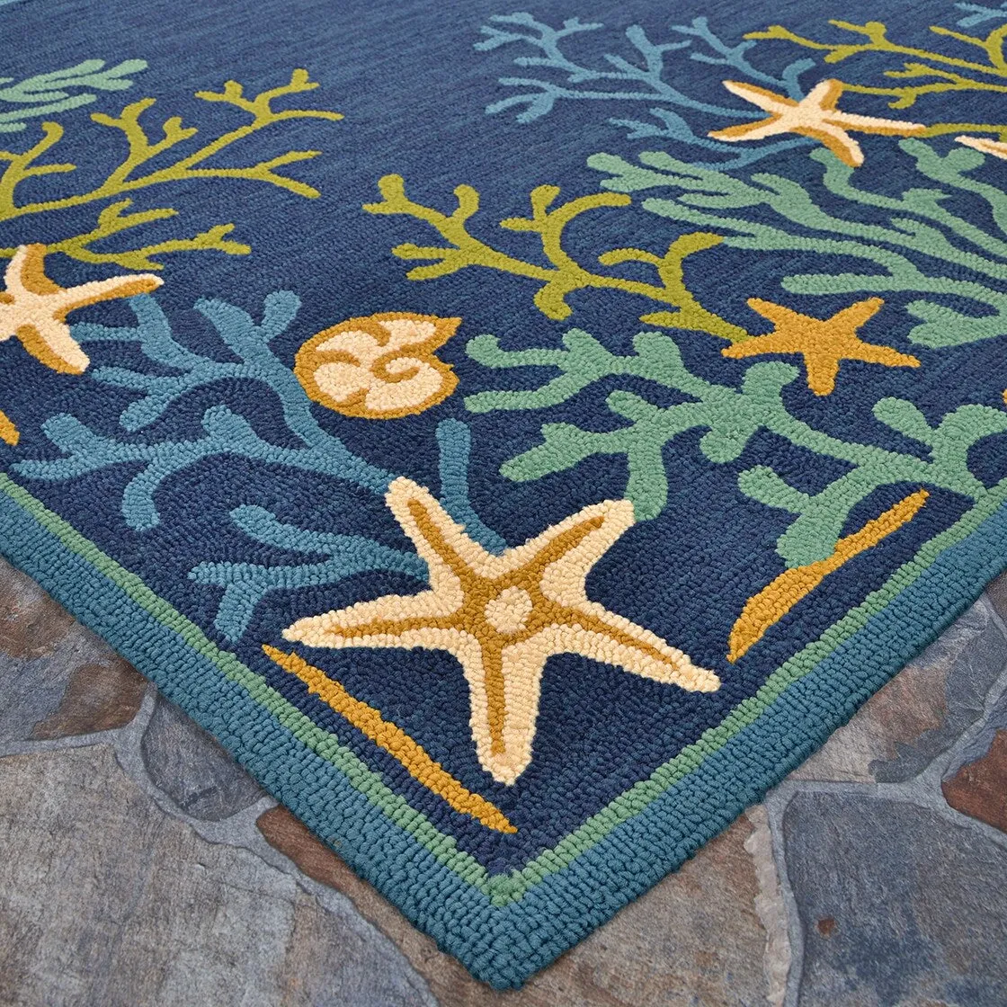 Dream Decor Rugs Picadilly Coral Reef Blue Green Outdoor Area Rug