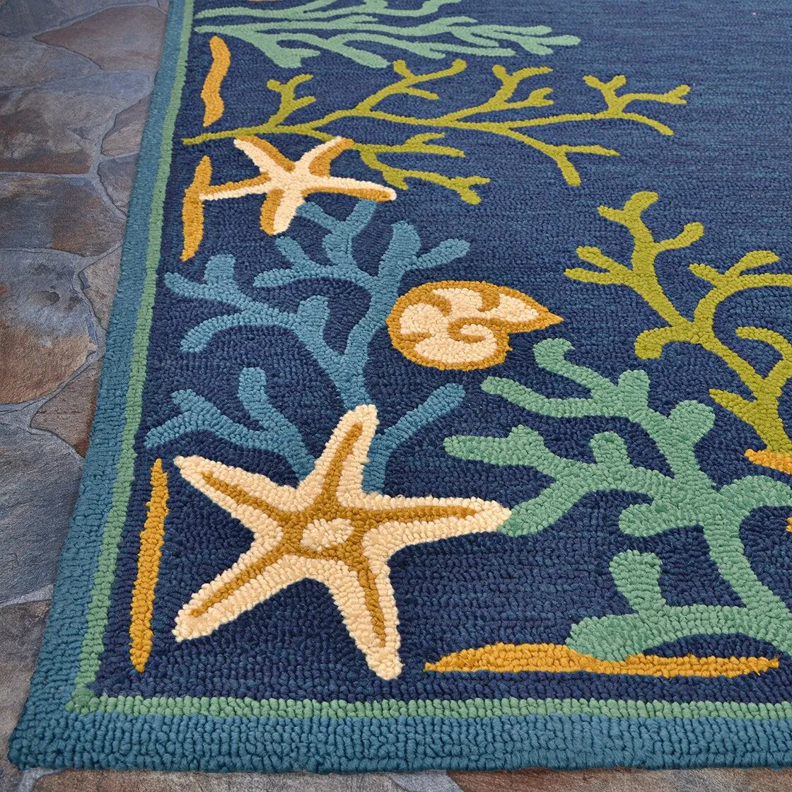 Dream Decor Rugs Picadilly Coral Reef Blue Green Outdoor Area Rug