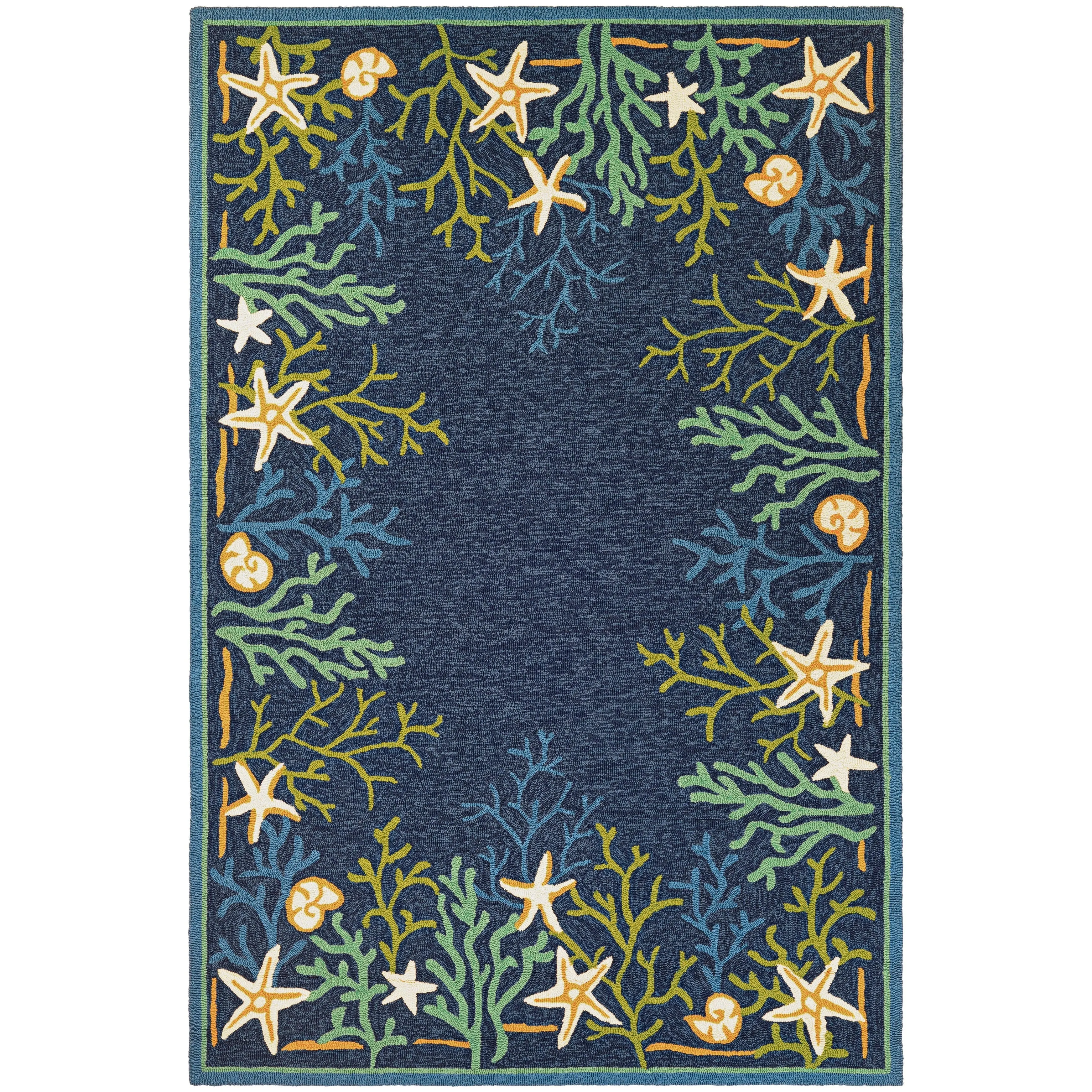 Dream Decor Rugs Picadilly Coral Reef Blue Green Outdoor Area Rug