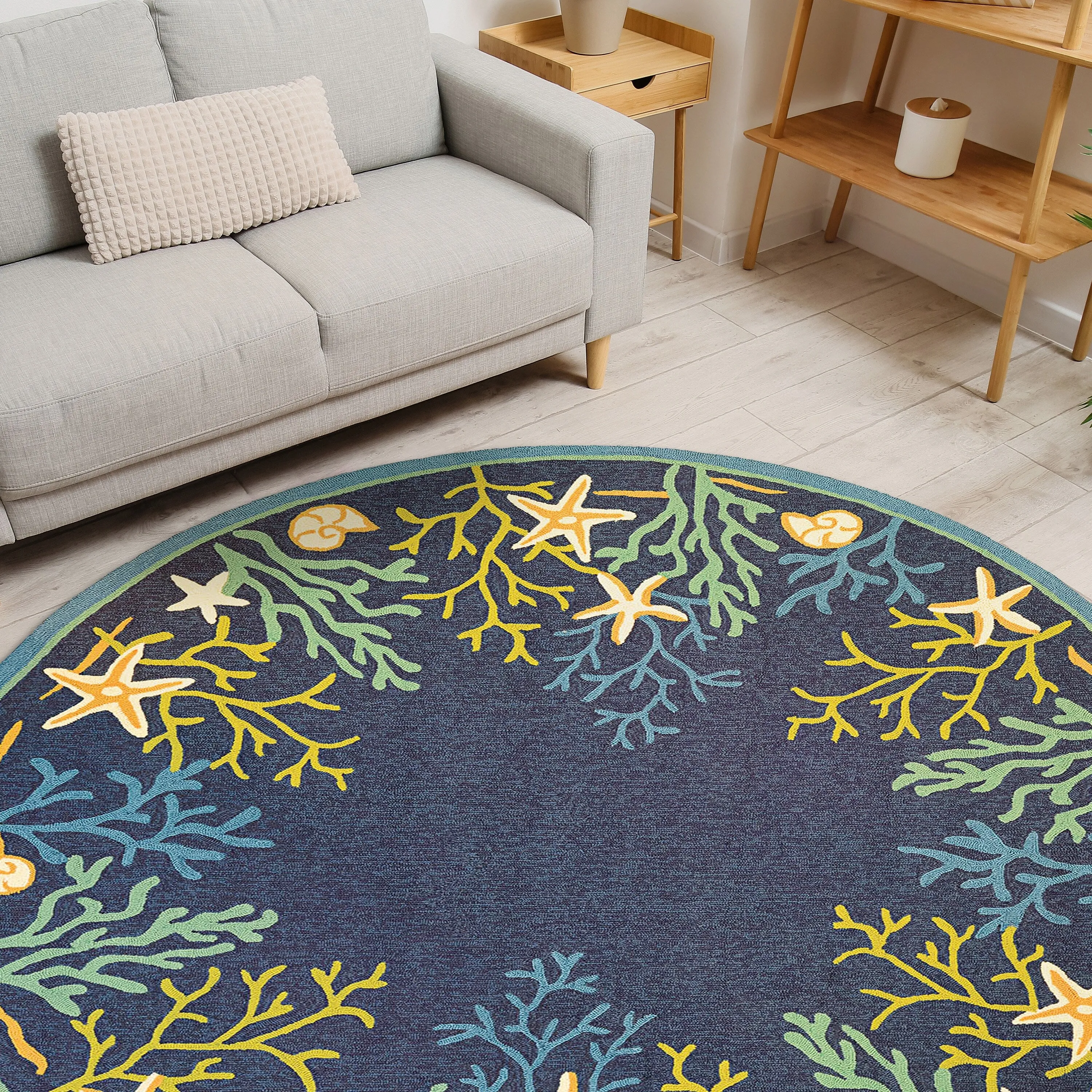 Dream Decor Rugs Picadilly Coral Reef Blue Green Outdoor Area Rug