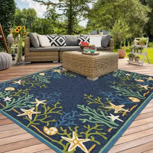Dream Decor Rugs Picadilly Coral Reef Blue Green Outdoor Area Rug