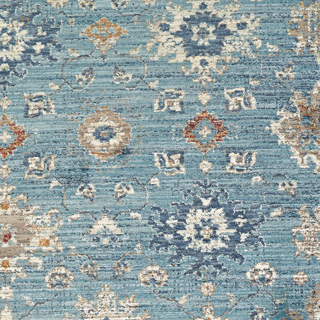 Dream Decor Rugs Remnier Gardenia Oushak Denim Blue Fringed Area Rug