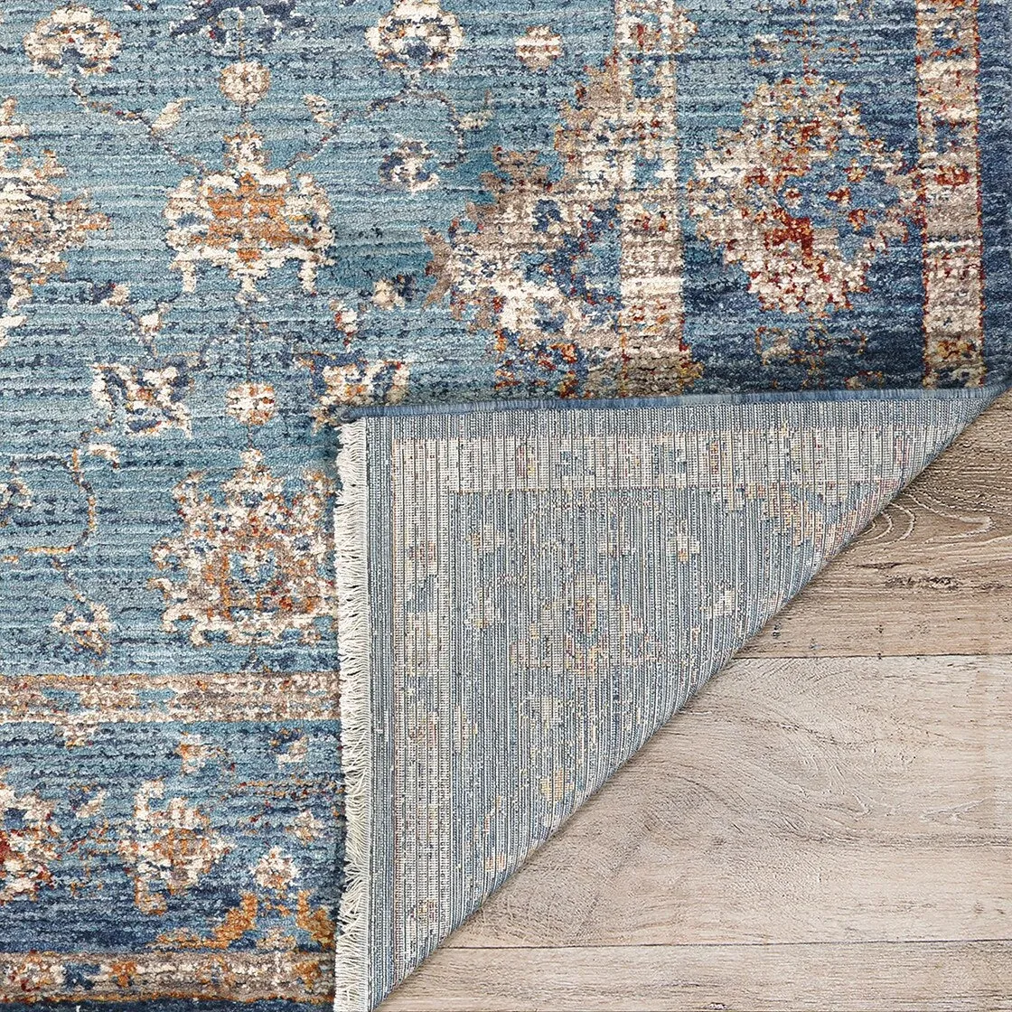 Dream Decor Rugs Remnier Gardenia Oushak Denim Blue Fringed Area Rug