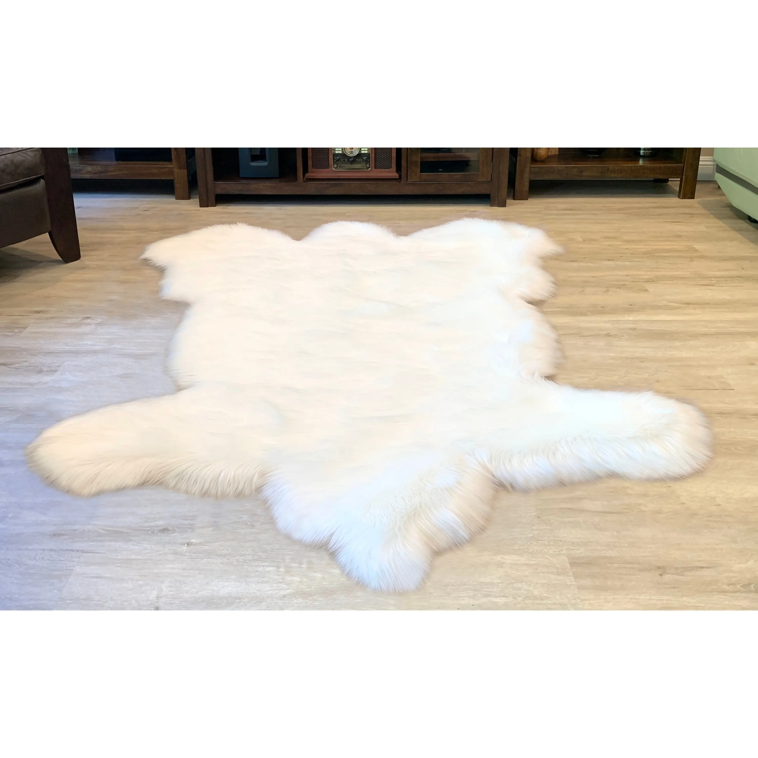 Dynasty Bear Shape Natural Luxury Long Wool Sheepskin Shag Rug