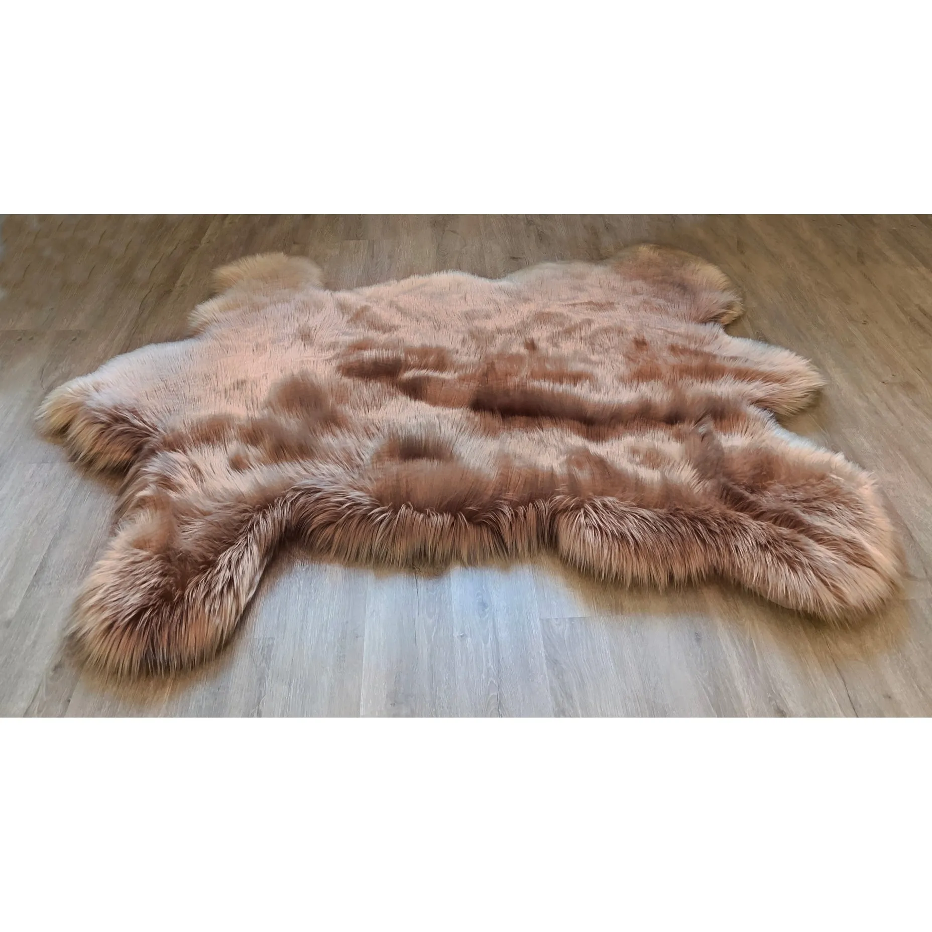 Dynasty Bear Shape Natural Luxury Long Wool Sheepskin Shag Rug