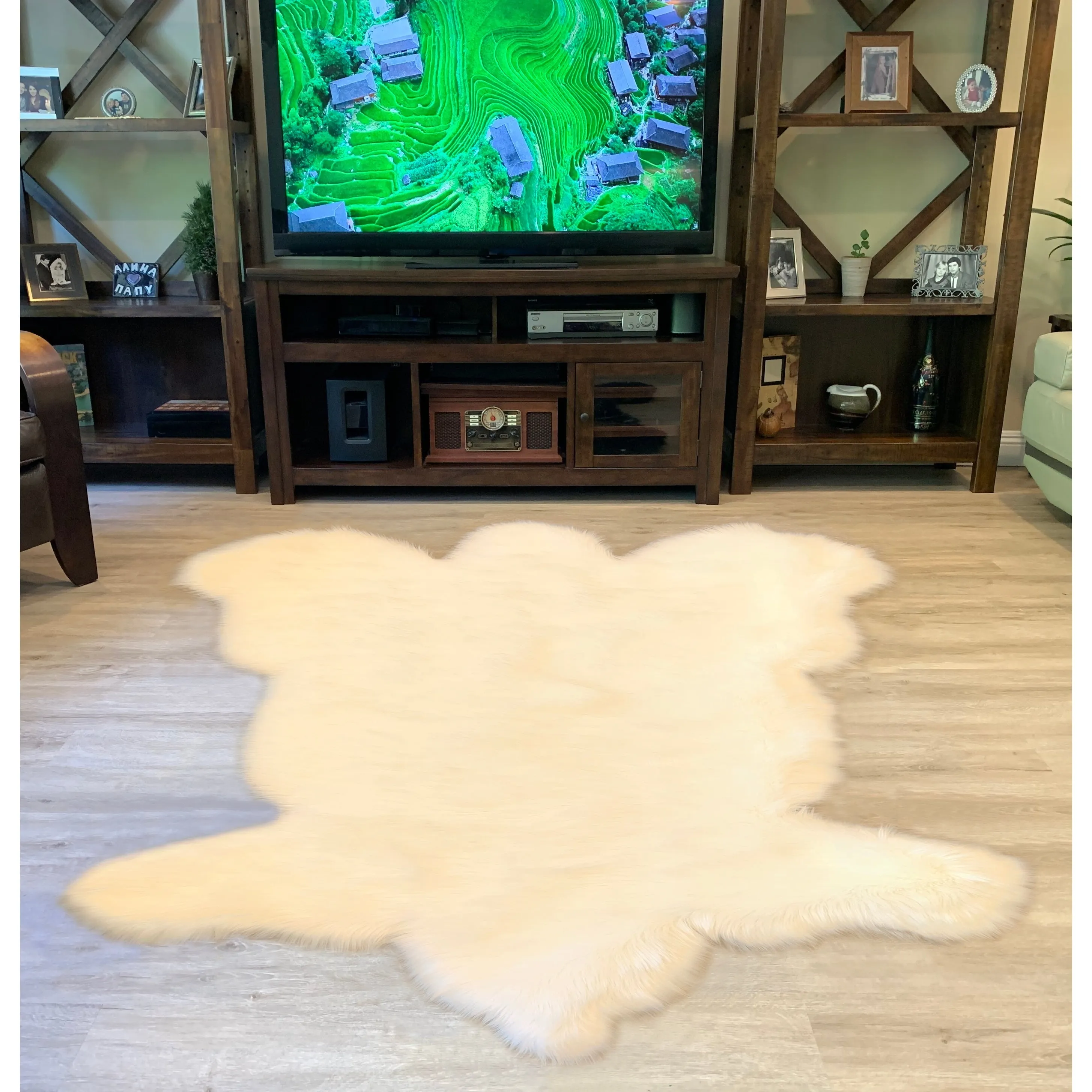 Dynasty Bear Shape Natural Luxury Long Wool Sheepskin Shag Rug