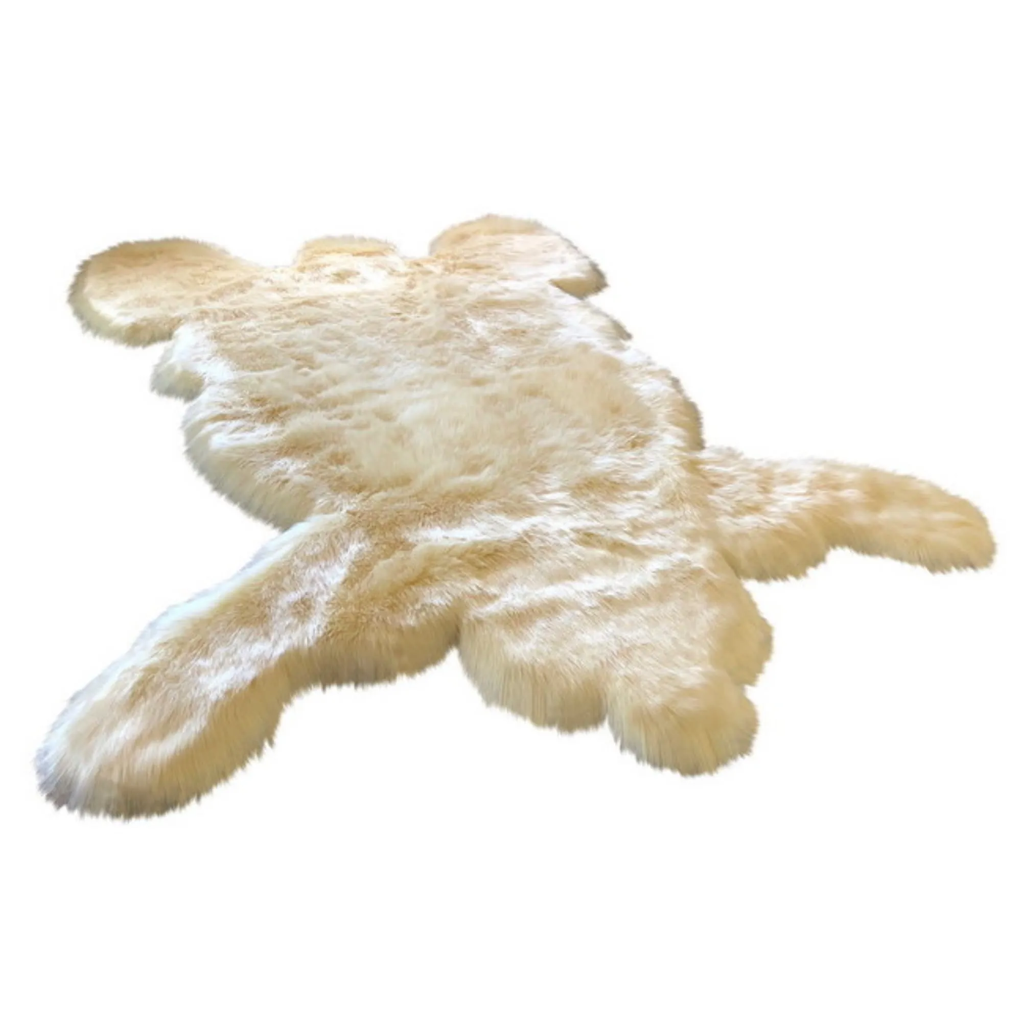 Dynasty Bear Shape Natural Luxury Long Wool Sheepskin Shag Rug