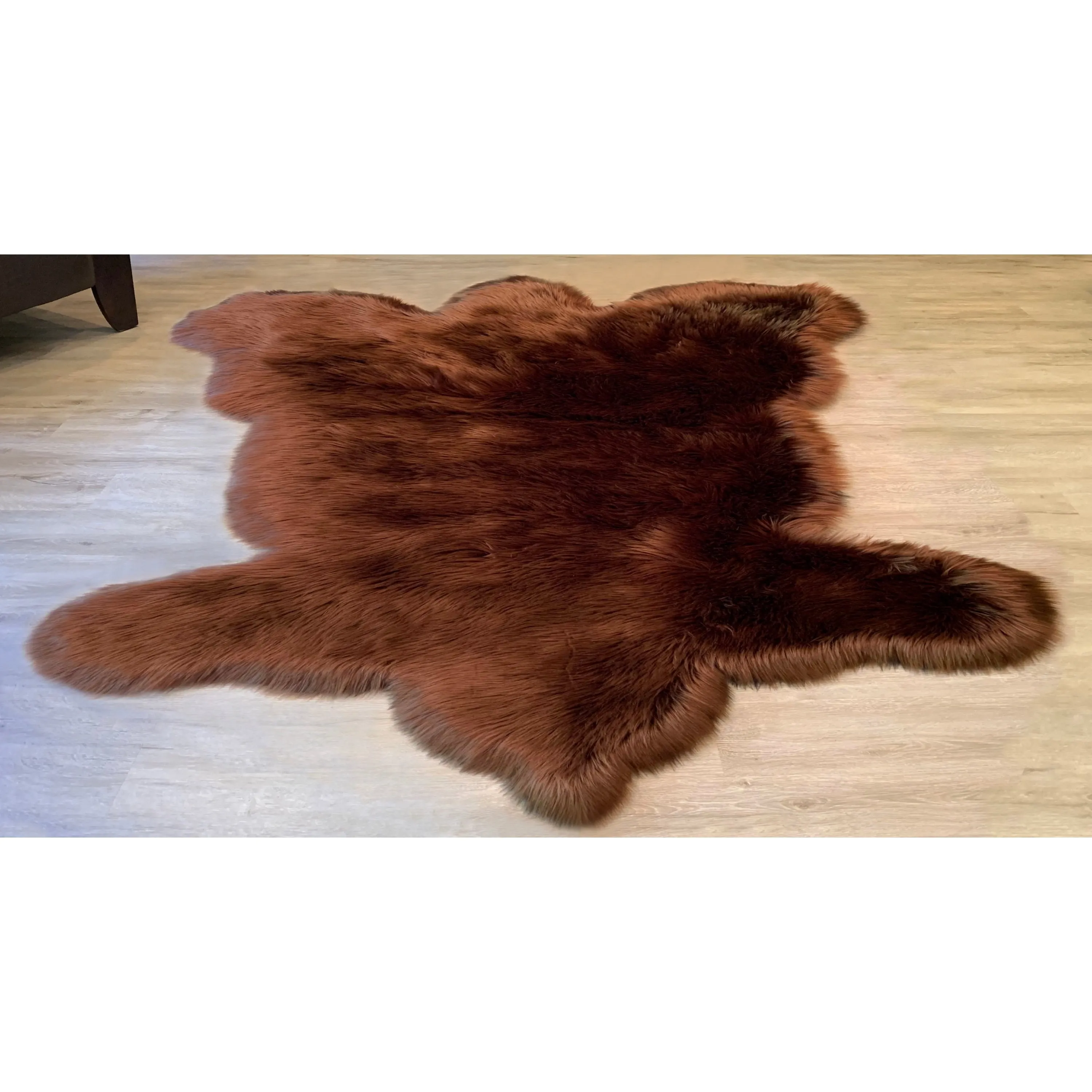 Dynasty Bear Shape Natural Luxury Long Wool Sheepskin Shag Rug