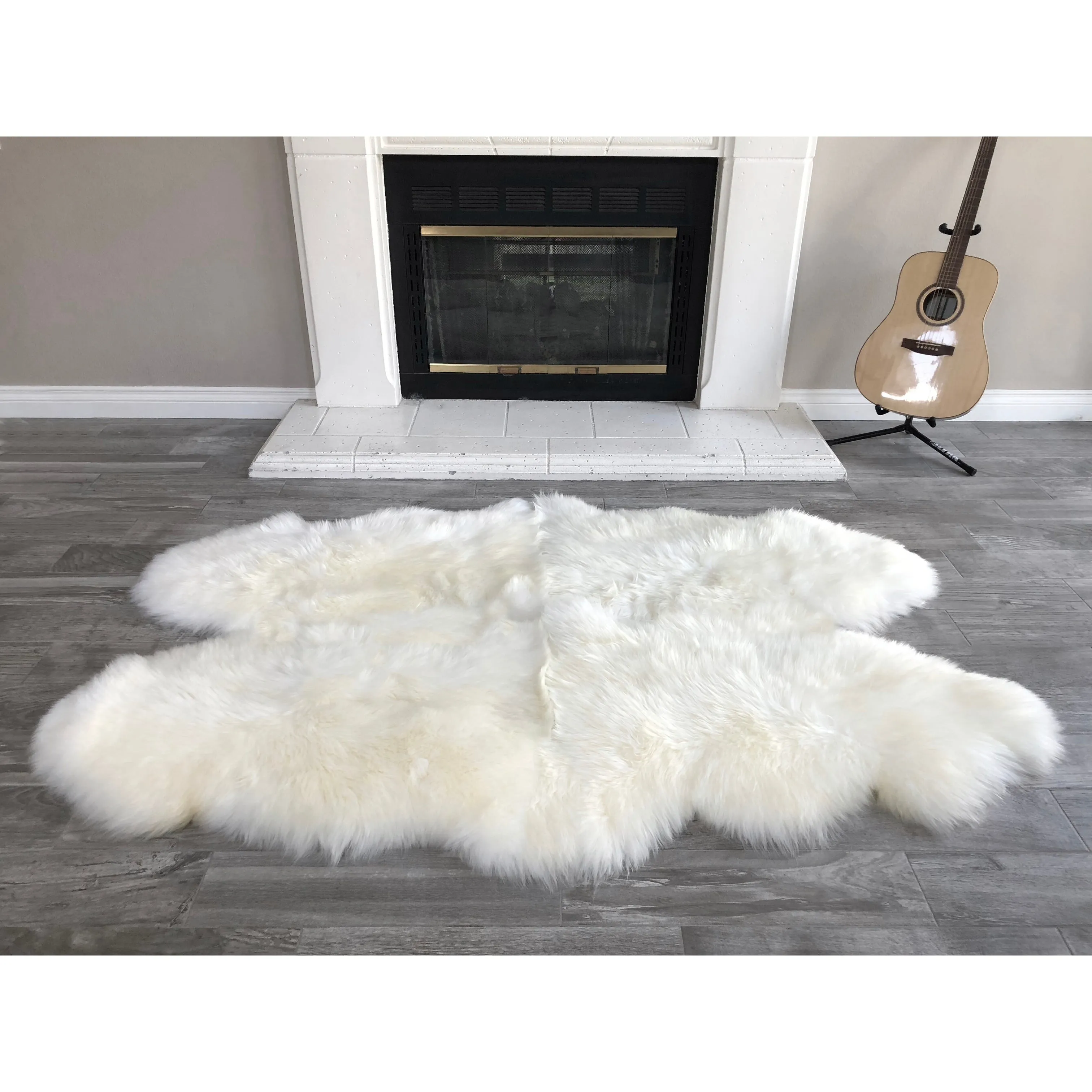 Dynasty Natural 4-Pelt Luxury Long Wool Sheepskin Shag Rug - 3'6 x 5'6