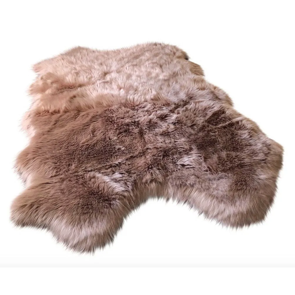 Dynasty Natural 4-Pelt Luxury Long Wool Sheepskin Shag Rug - 3'6 x 5'6