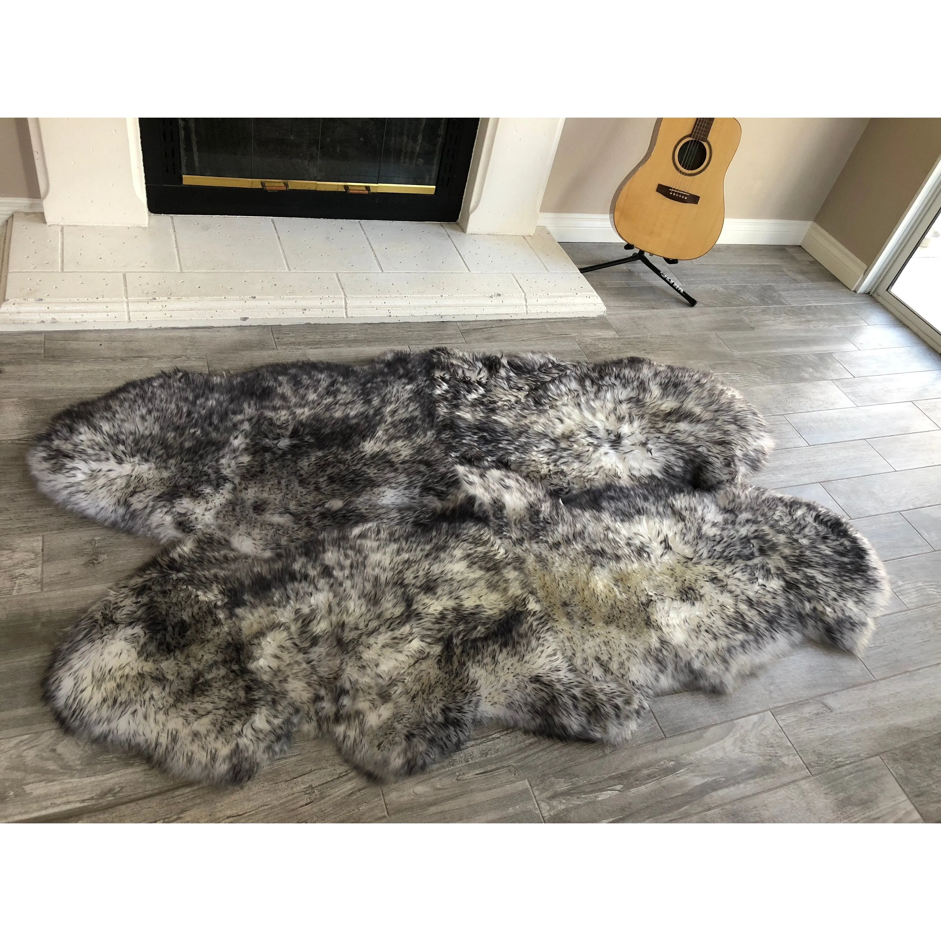 Dynasty Natural 4-Pelt Luxury Long Wool Sheepskin Shag Rug - 3'6 x 5'6