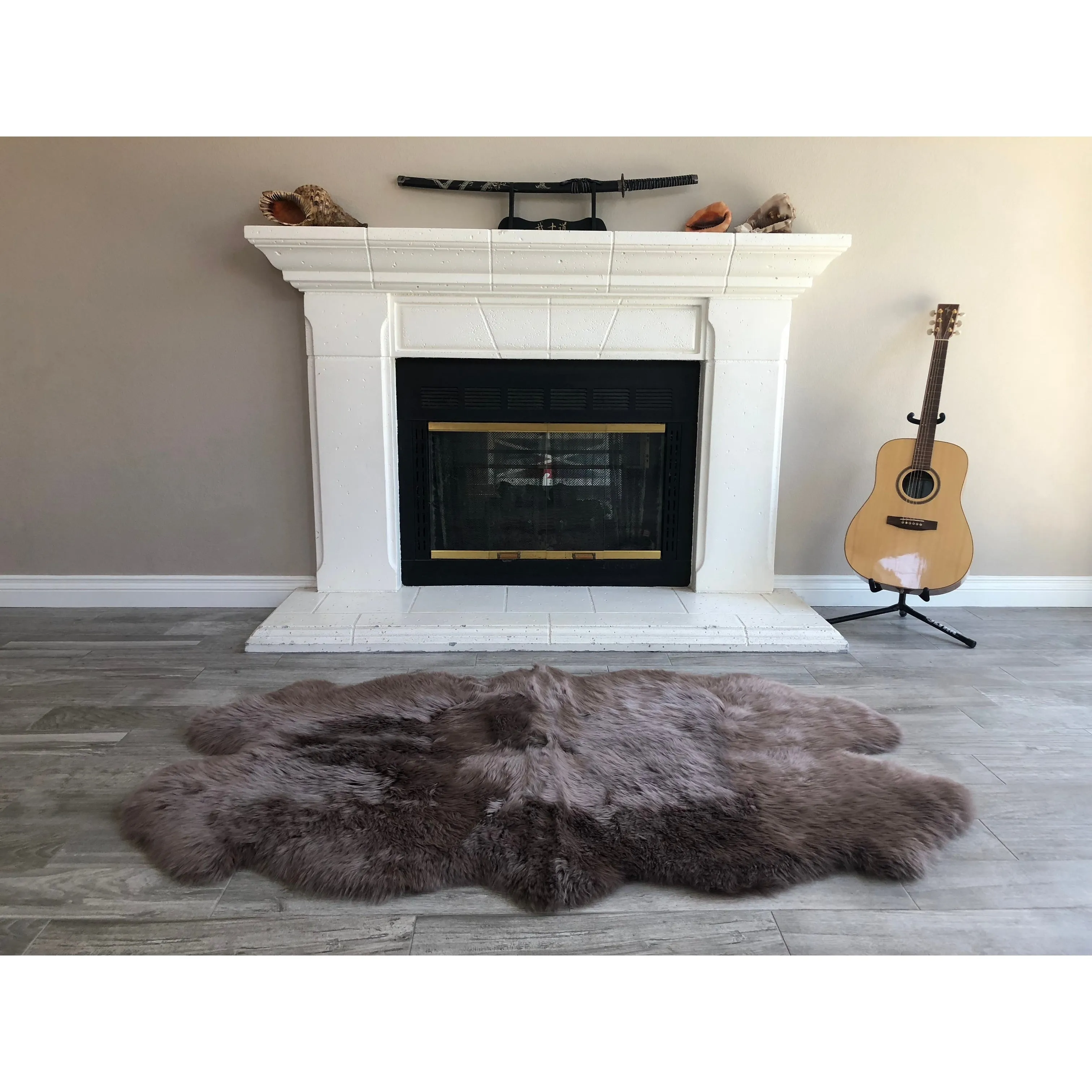 Dynasty Natural 4-Pelt Luxury Long Wool Sheepskin Shag Rug - 3'6 x 5'6