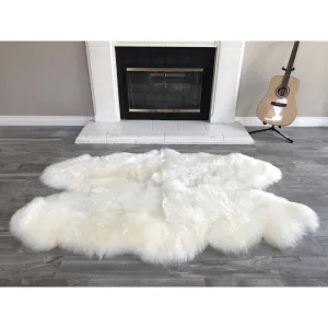 Dynasty Natural 4-Pelt Luxury Long Wool Sheepskin Shag Rug - 3'6 x 5'6