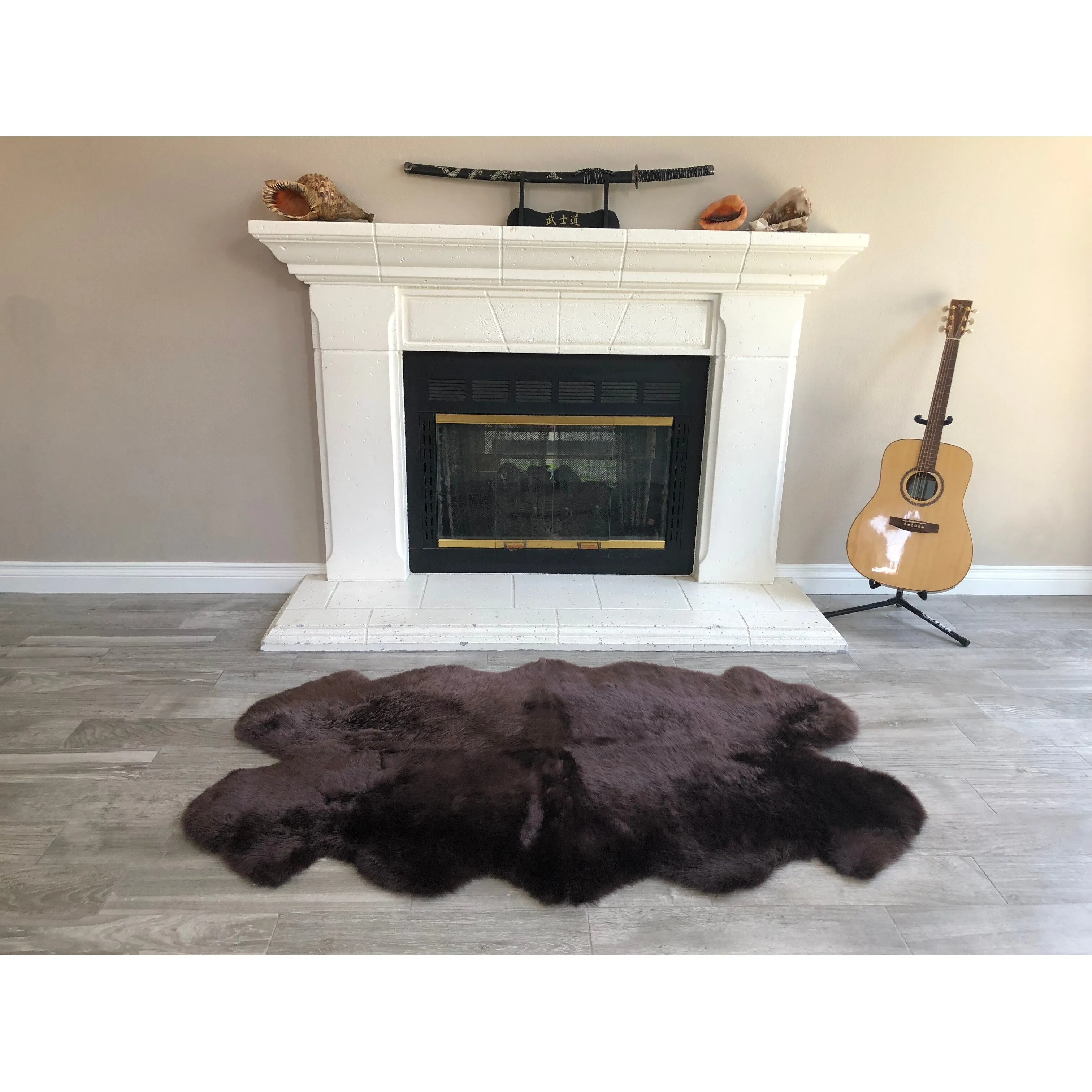 Dynasty Natural 4-Pelt Luxury Long Wool Sheepskin Shag Rug - 3'6 x 5'6