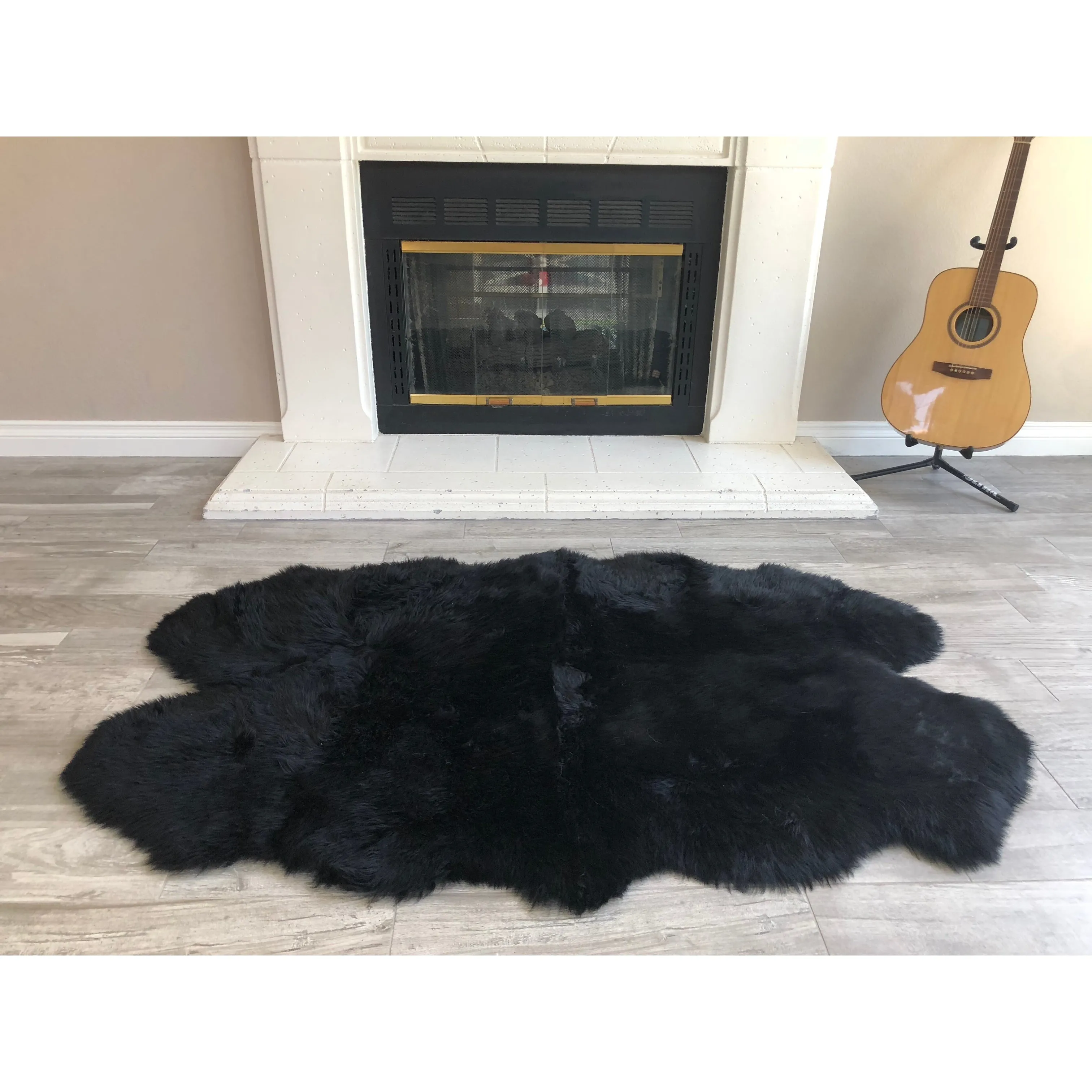 Dynasty Natural 4-Pelt Luxury Long Wool Sheepskin Shag Rug - 3'6 x 5'6