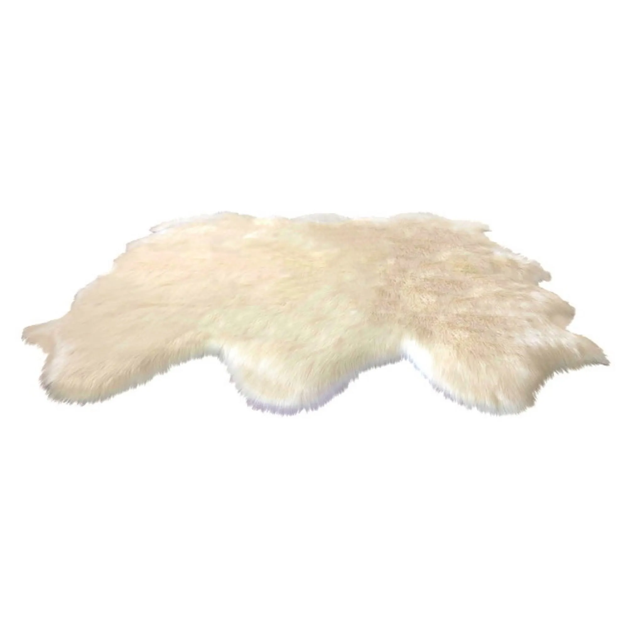 Dynasty Natural 6-Pelt Luxury Long Wool Sheepskin Shag Rug