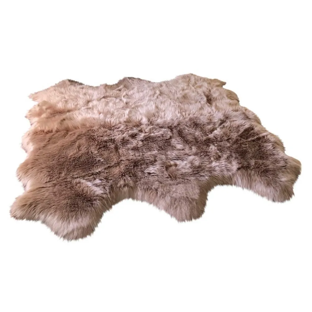 Dynasty Natural 6-Pelt Luxury Long Wool Sheepskin Shag Rug
