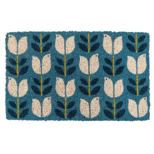 Entryways Birds in Bloom Handwoven Coconut Fiber Doormat