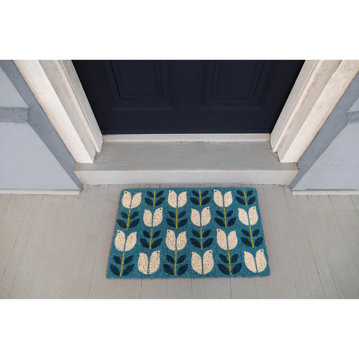 Entryways Birds in Bloom Handwoven Coconut Fiber Doormat