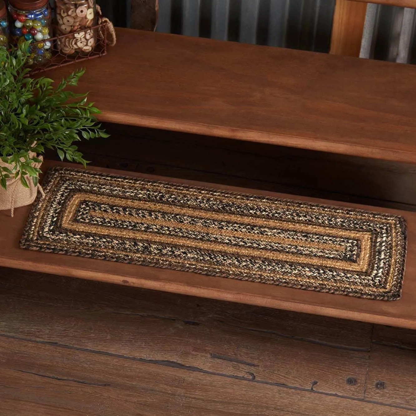 Espresso Jute Stair Tread or Table Runner Rect Latex 8.5x27 - 8.5x32