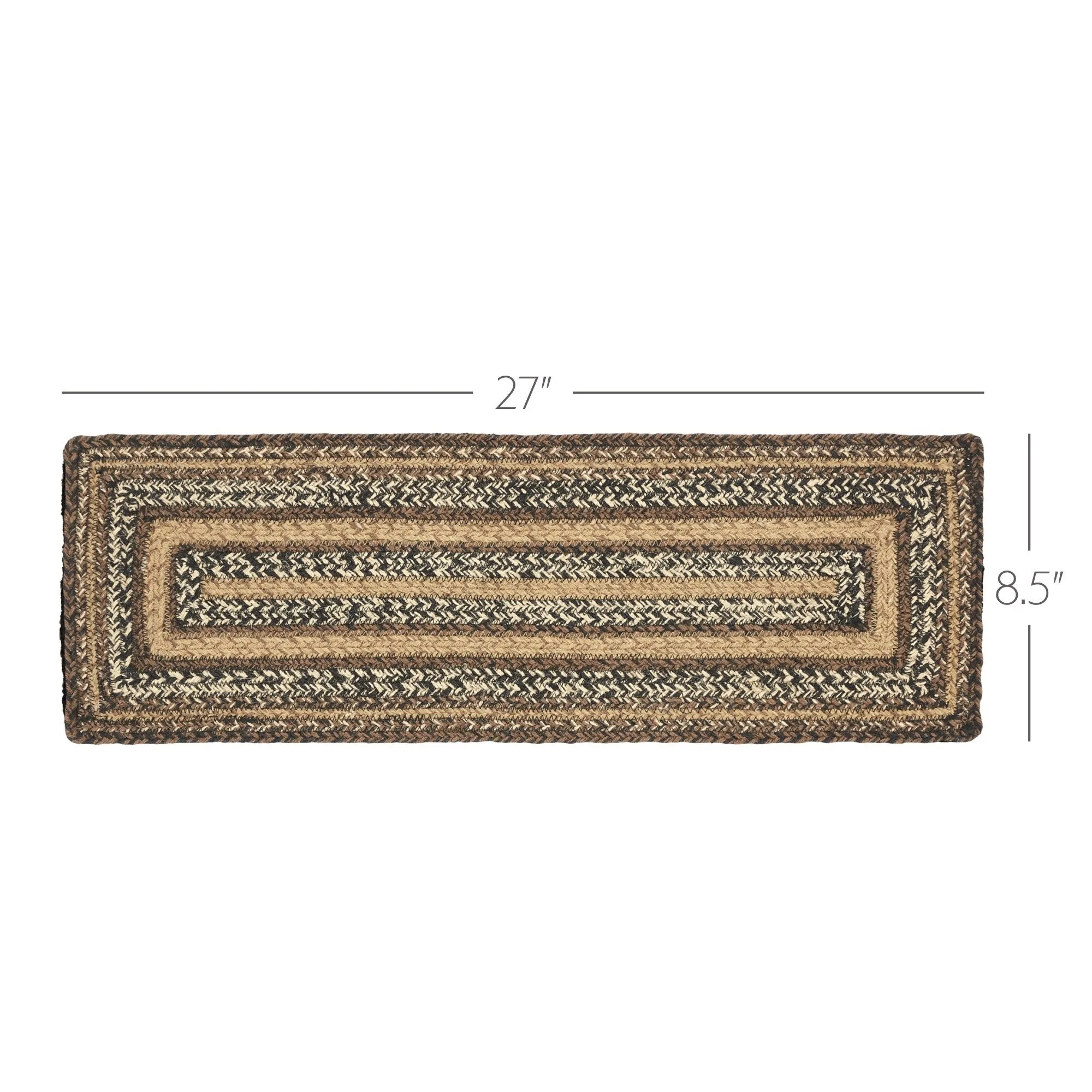 Espresso Jute Stair Tread or Table Runner Rect Latex 8.5x27 - 8.5x32