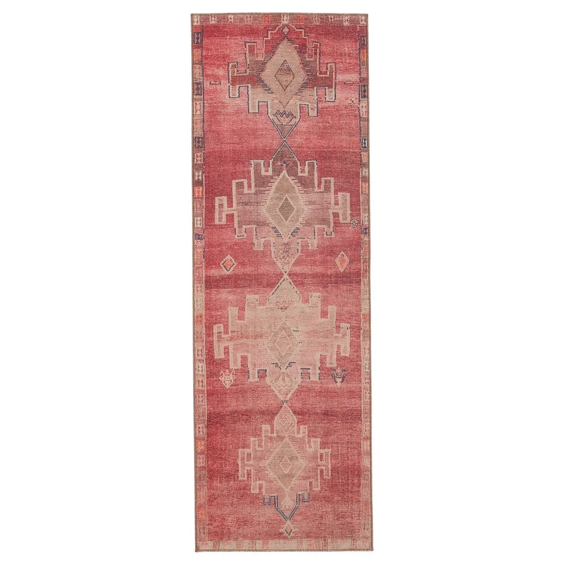 Evadne Machine Washable Medallion Pink/ Blue Area Rug