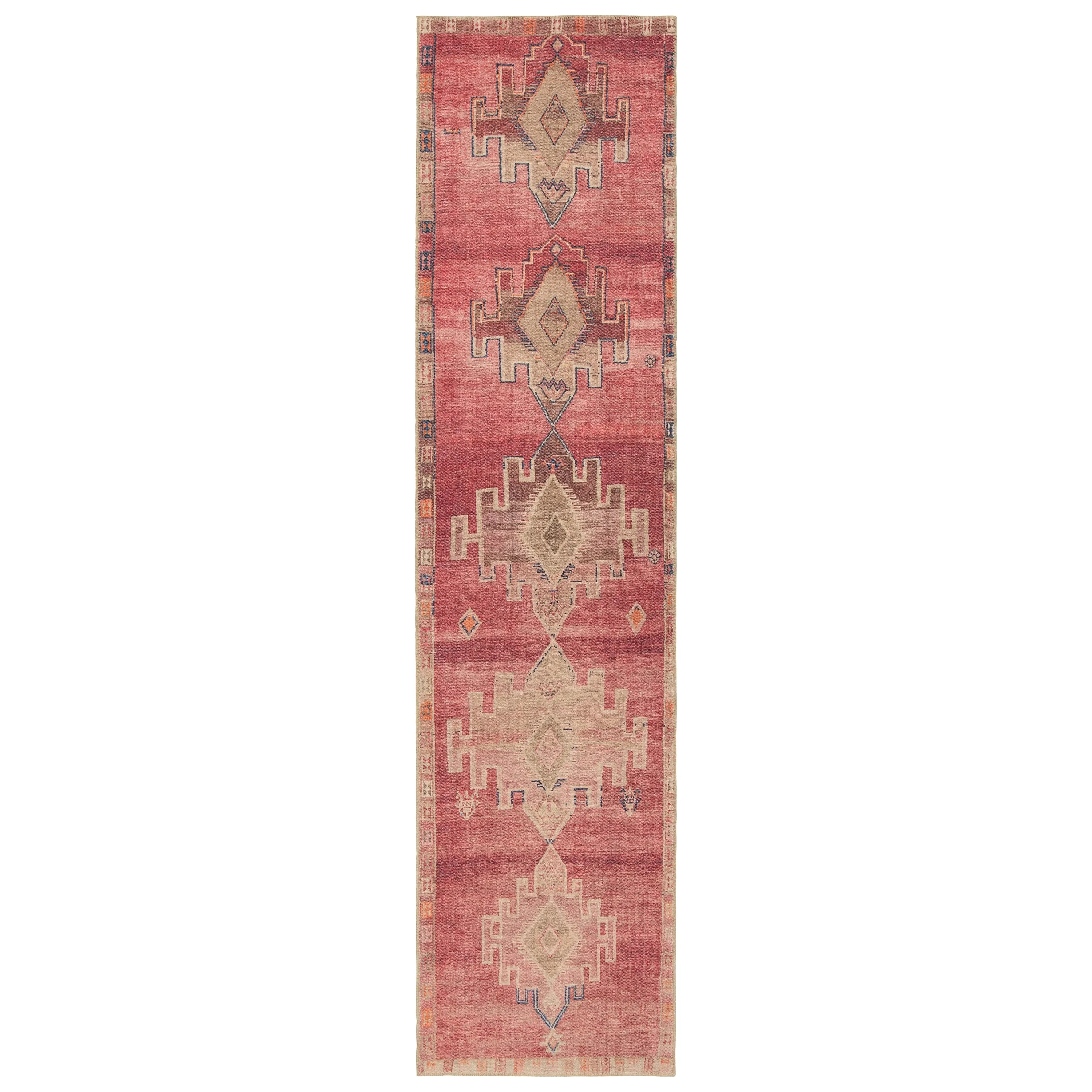 Evadne Machine Washable Medallion Pink/ Blue Area Rug