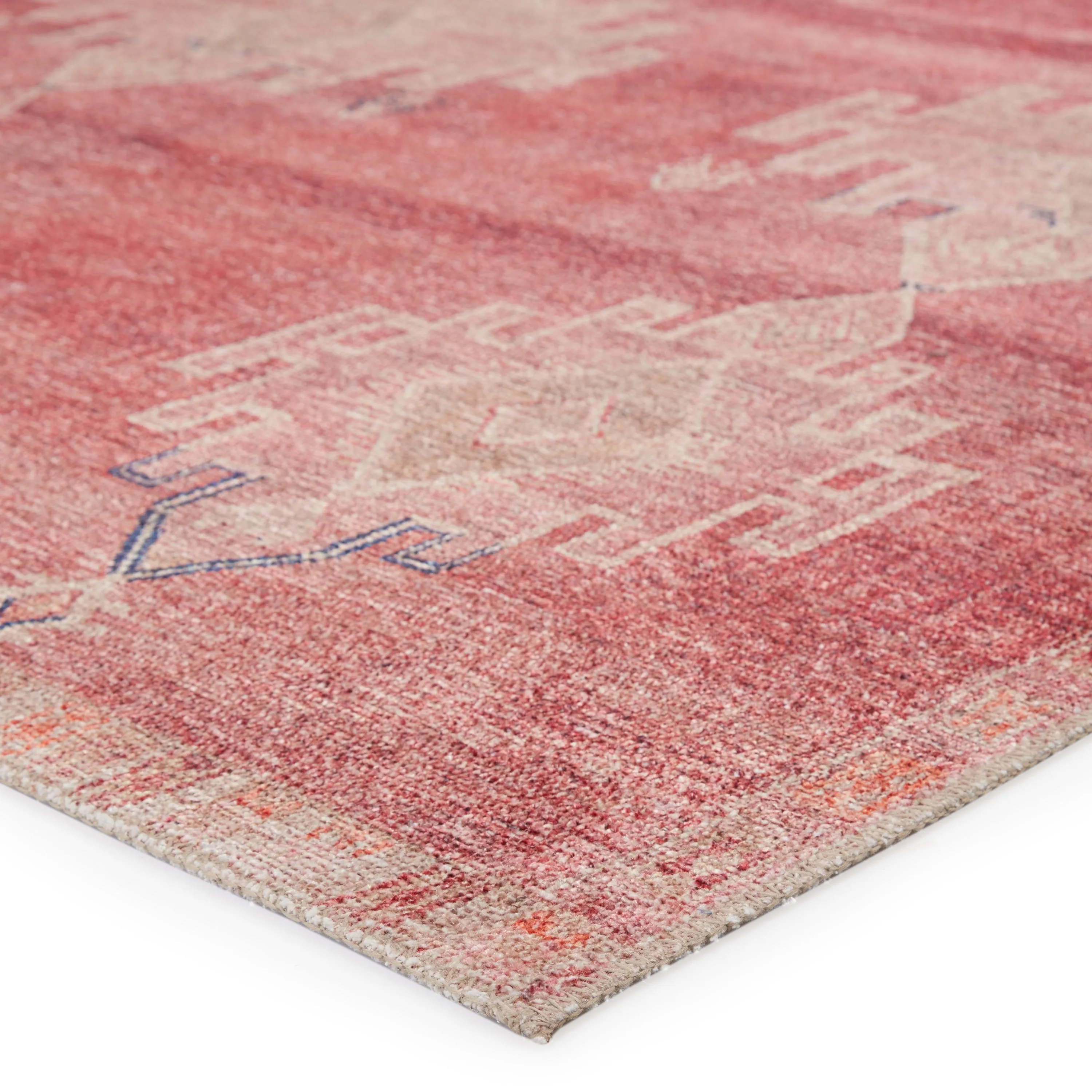 Evadne Machine Washable Medallion Pink/ Blue Area Rug