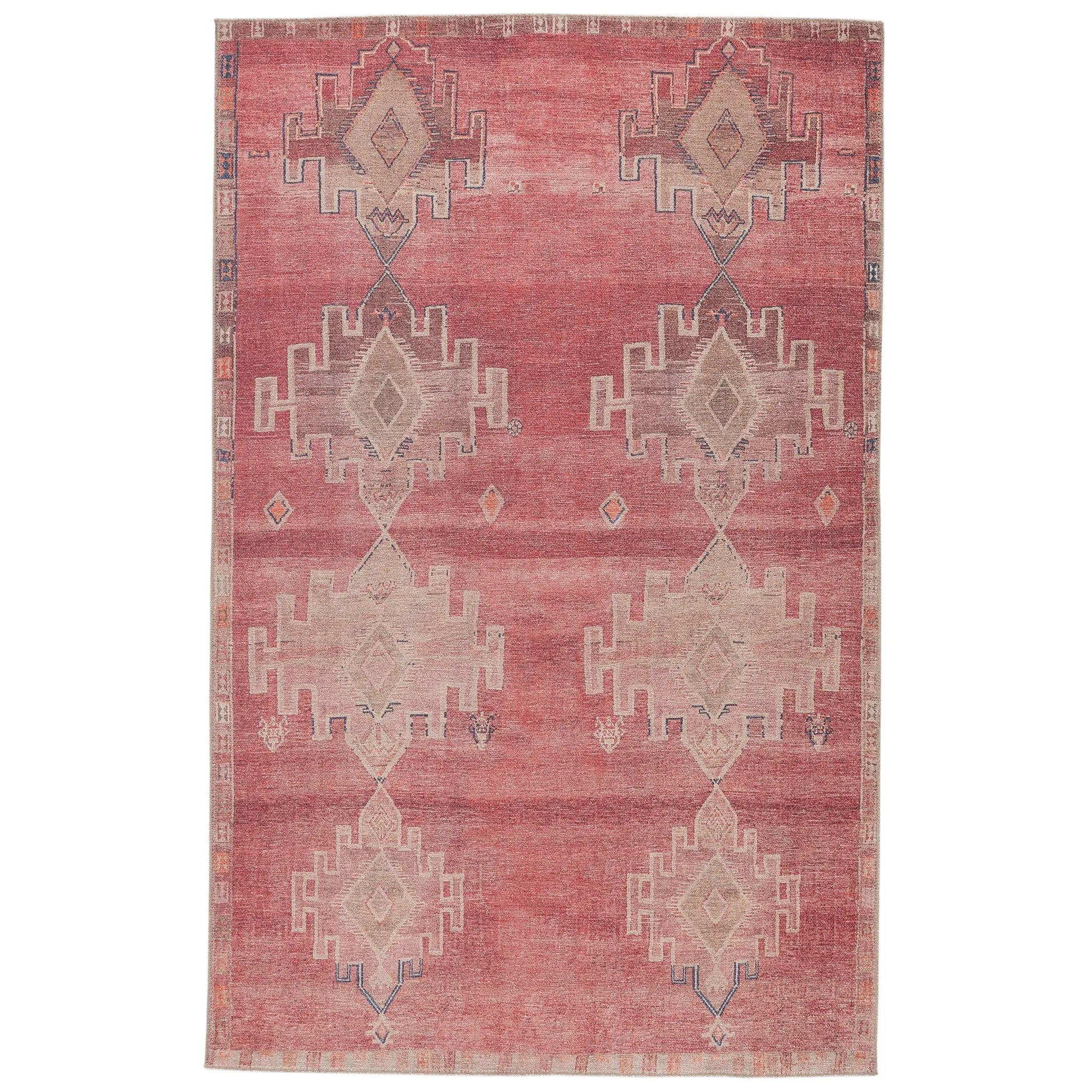Evadne Machine Washable Medallion Pink/ Blue Area Rug