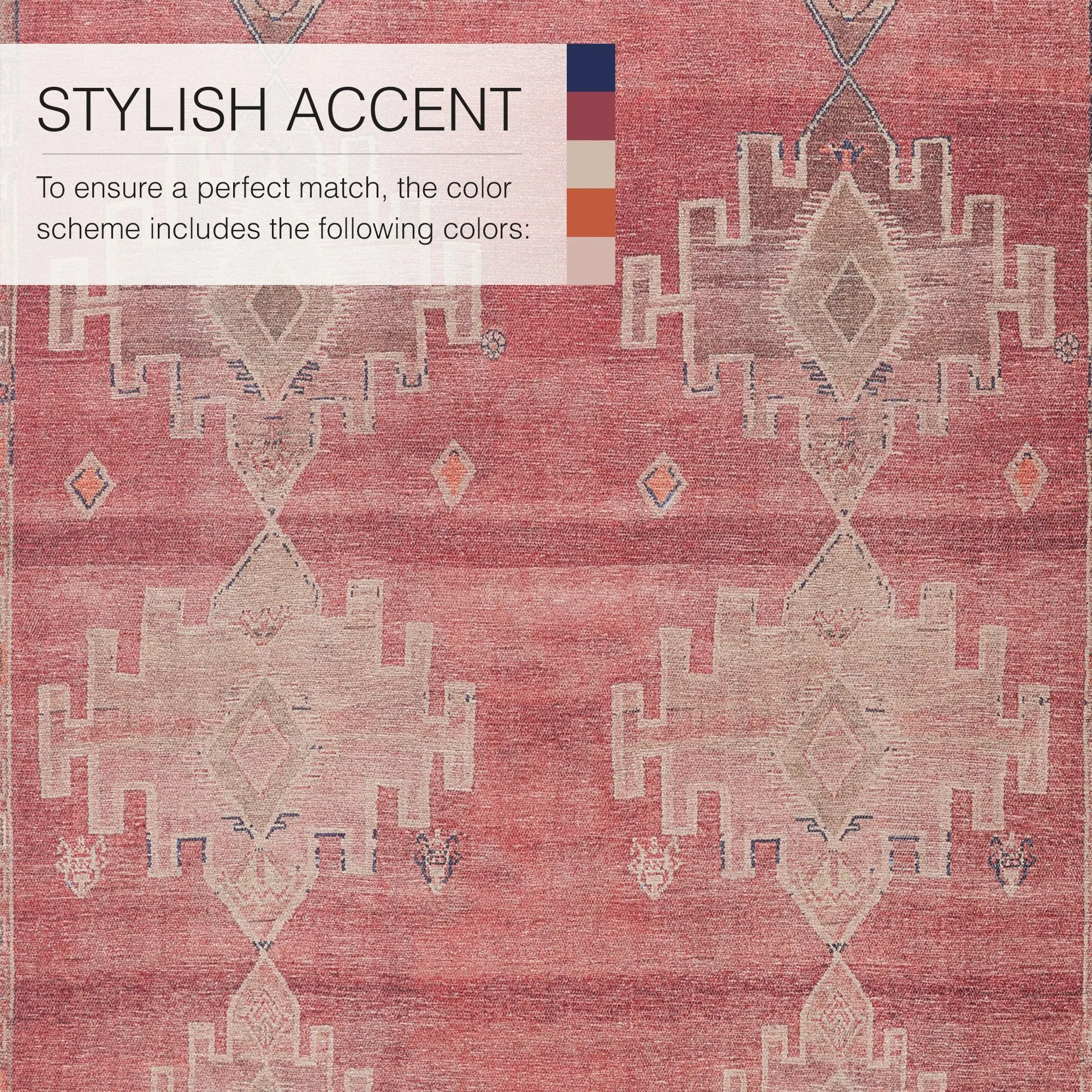 Evadne Machine Washable Medallion Pink/ Blue Area Rug