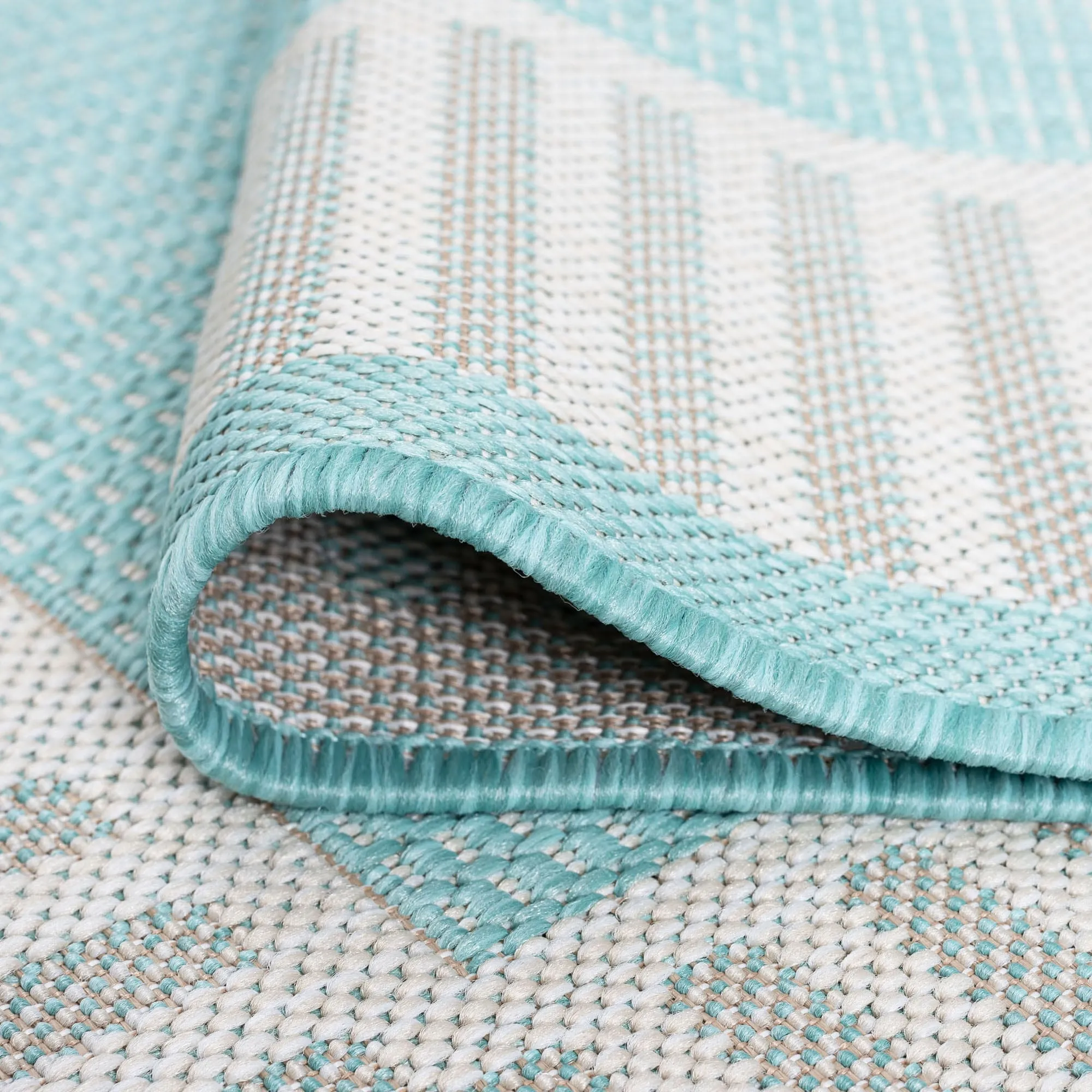 Exo Coastal Striped Border Indoor/ Outdoor Area Rug