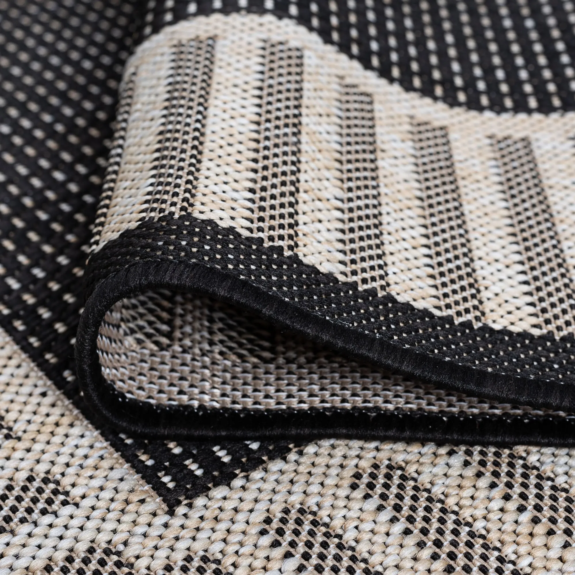 Exo Coastal Striped Border Indoor/ Outdoor Area Rug