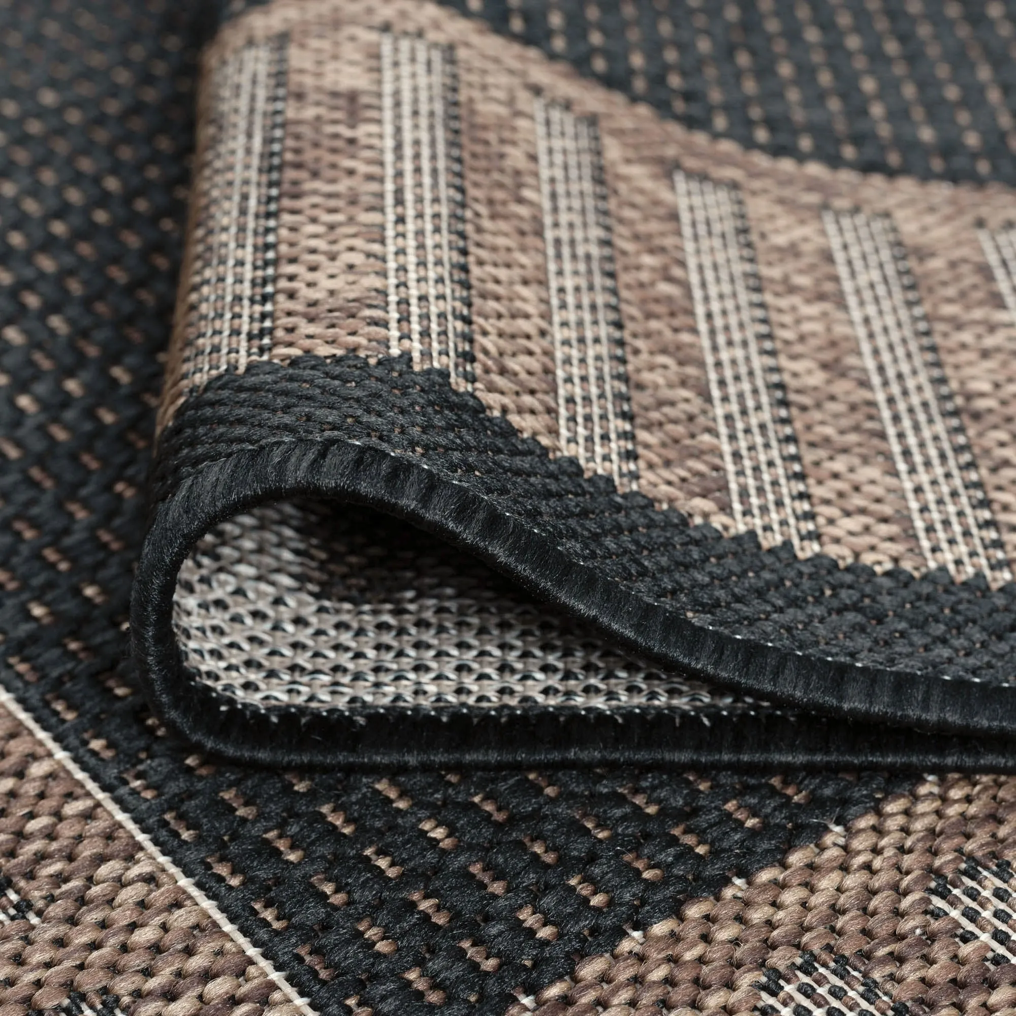 Exo Coastal Striped Border Indoor/ Outdoor Area Rug