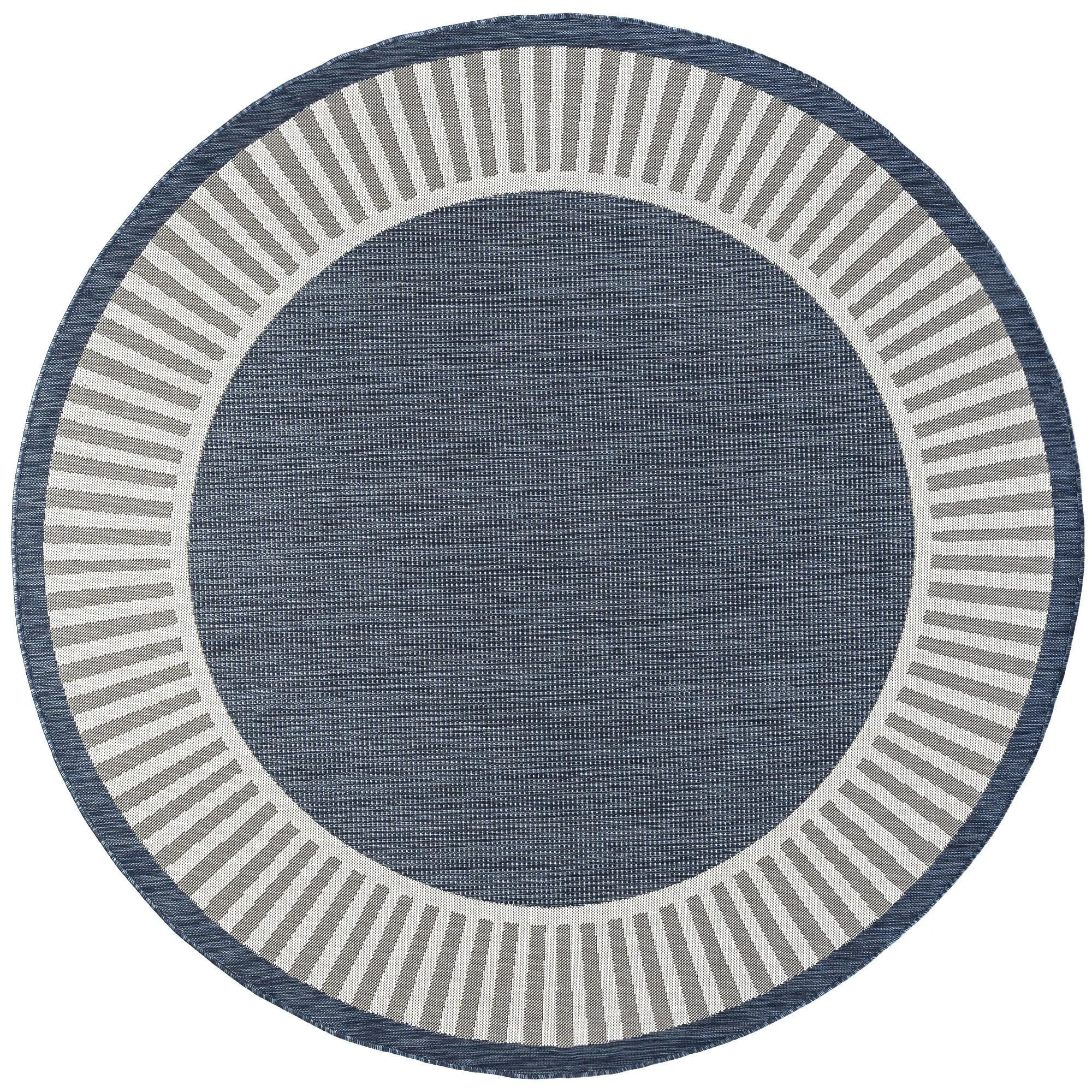 Exo Coastal Striped Border Indoor/ Outdoor Area Rug