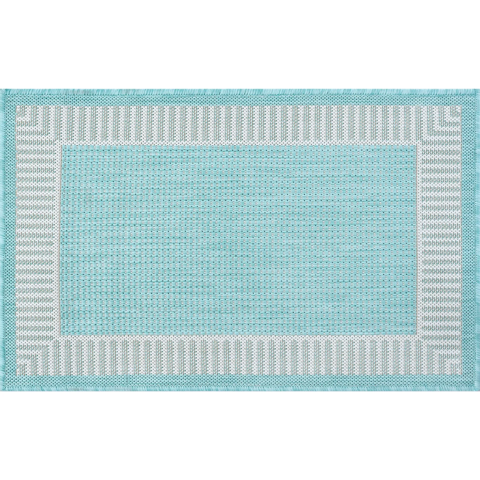 Exo Coastal Striped Border Indoor/ Outdoor Area Rug