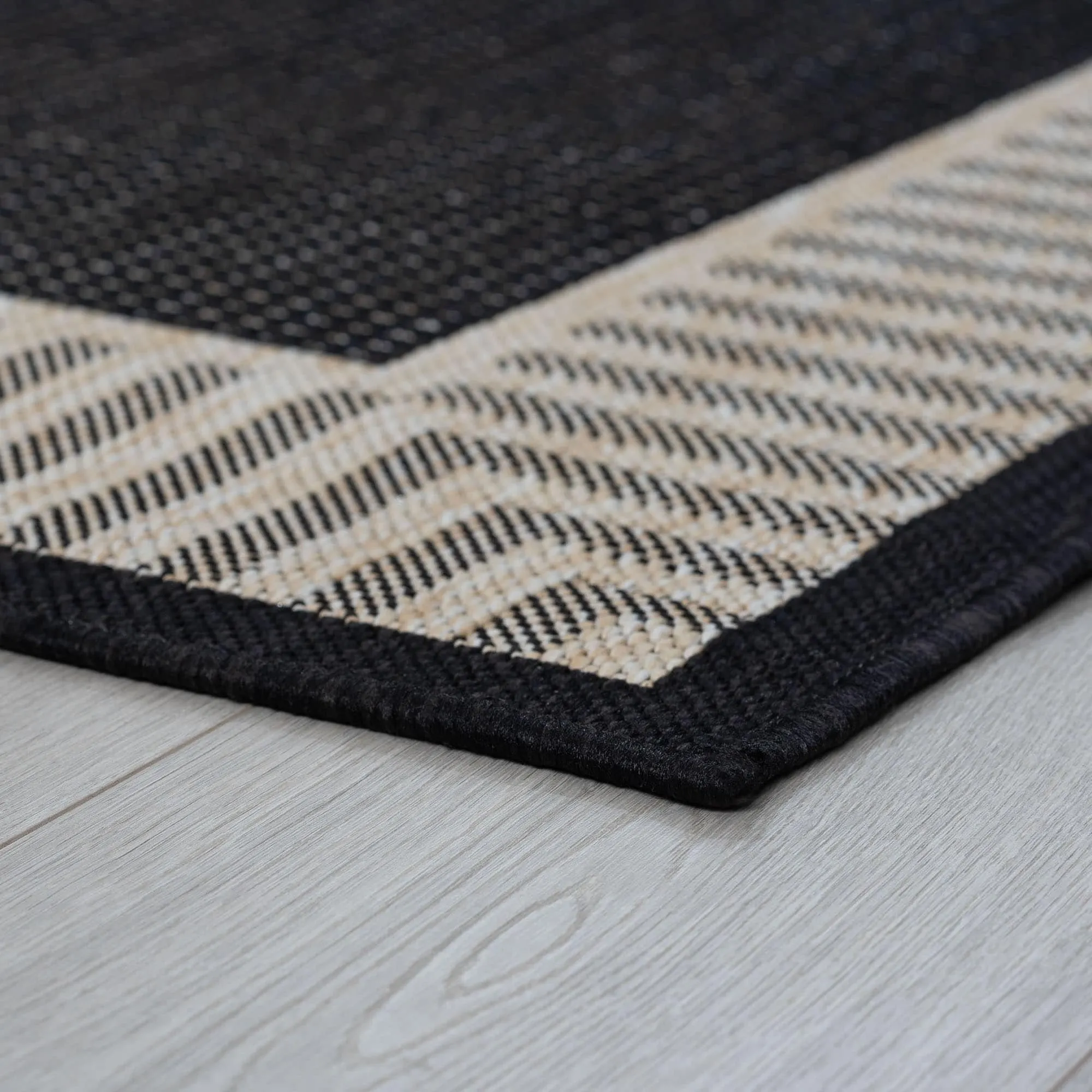 Exo Coastal Striped Border Indoor/ Outdoor Area Rug
