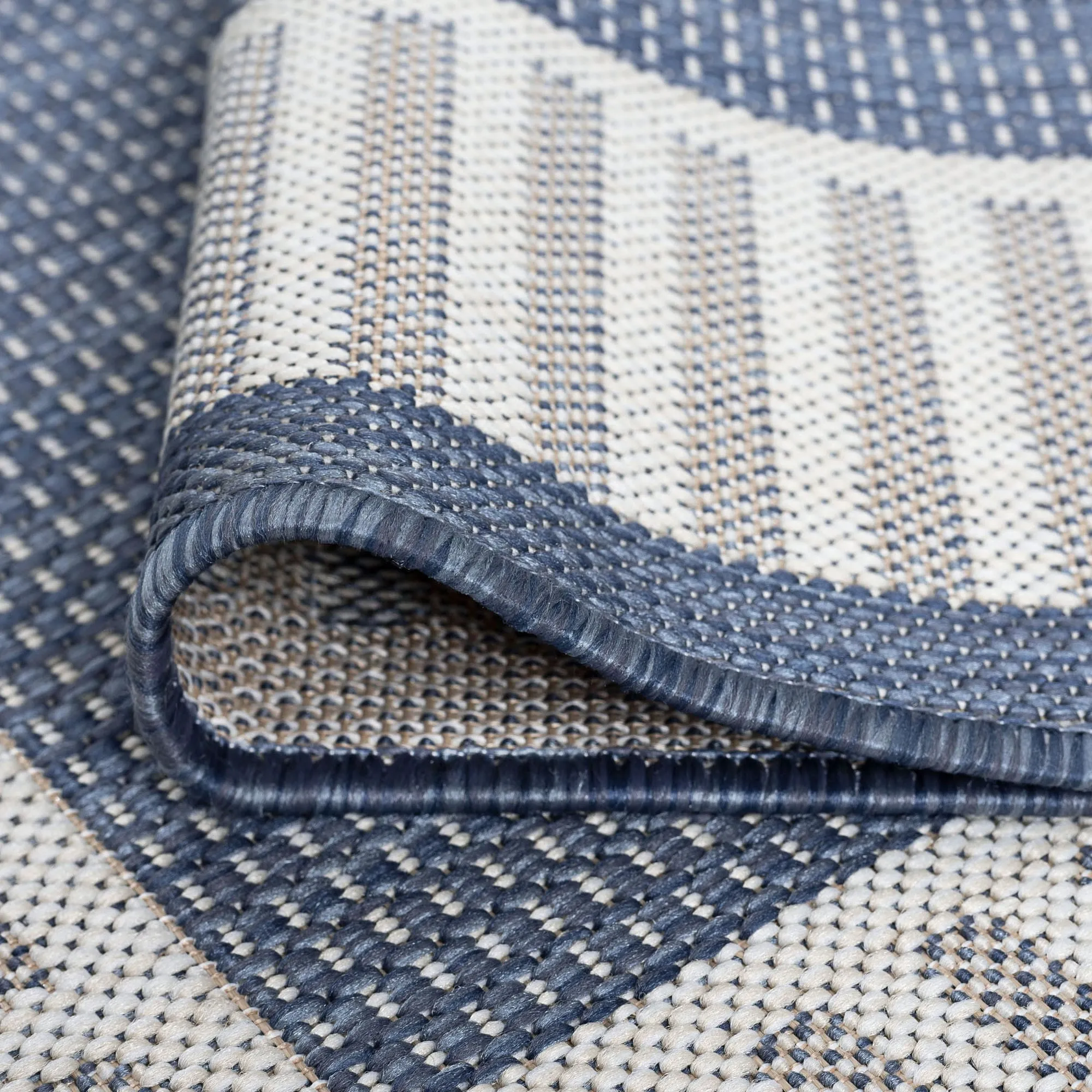 Exo Coastal Striped Border Indoor/ Outdoor Area Rug