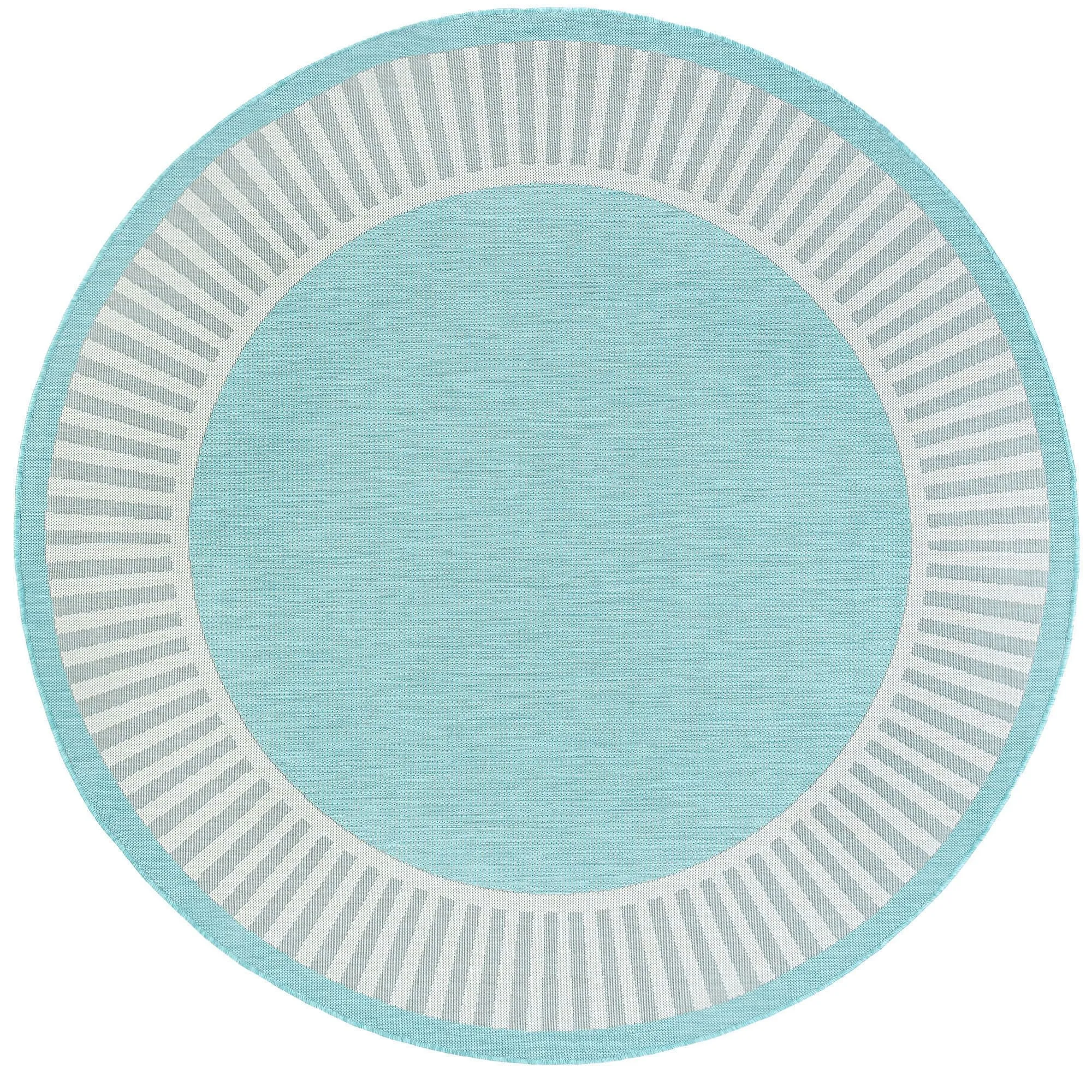Exo Coastal Striped Border Indoor/ Outdoor Area Rug