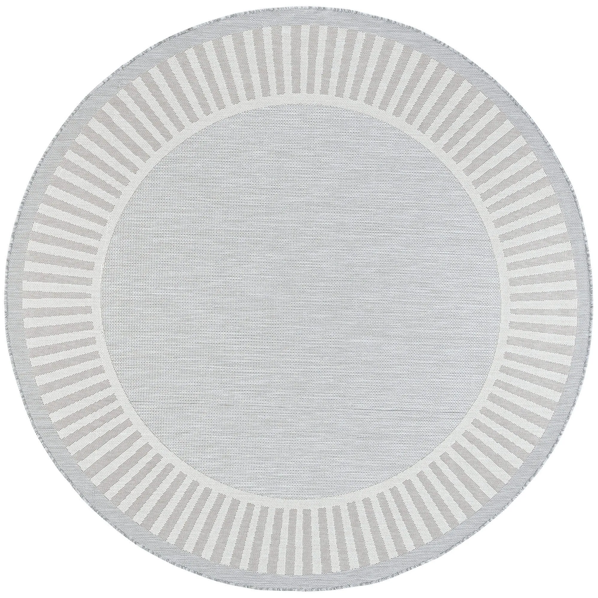 Exo Coastal Striped Border Indoor/ Outdoor Area Rug