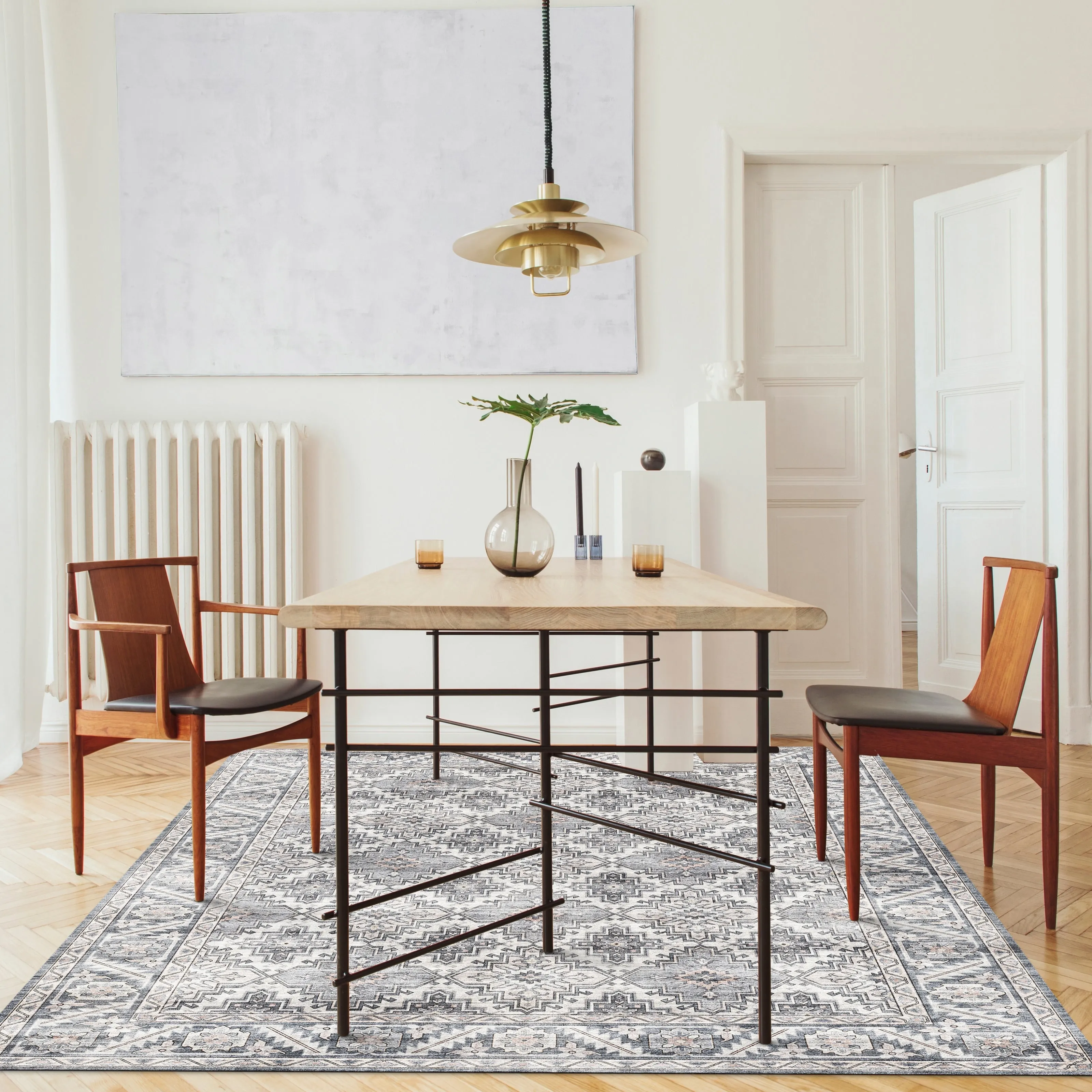FH Home Machine Washable Area Rug - Stain Resistant Non-Shed Eco-Friendly