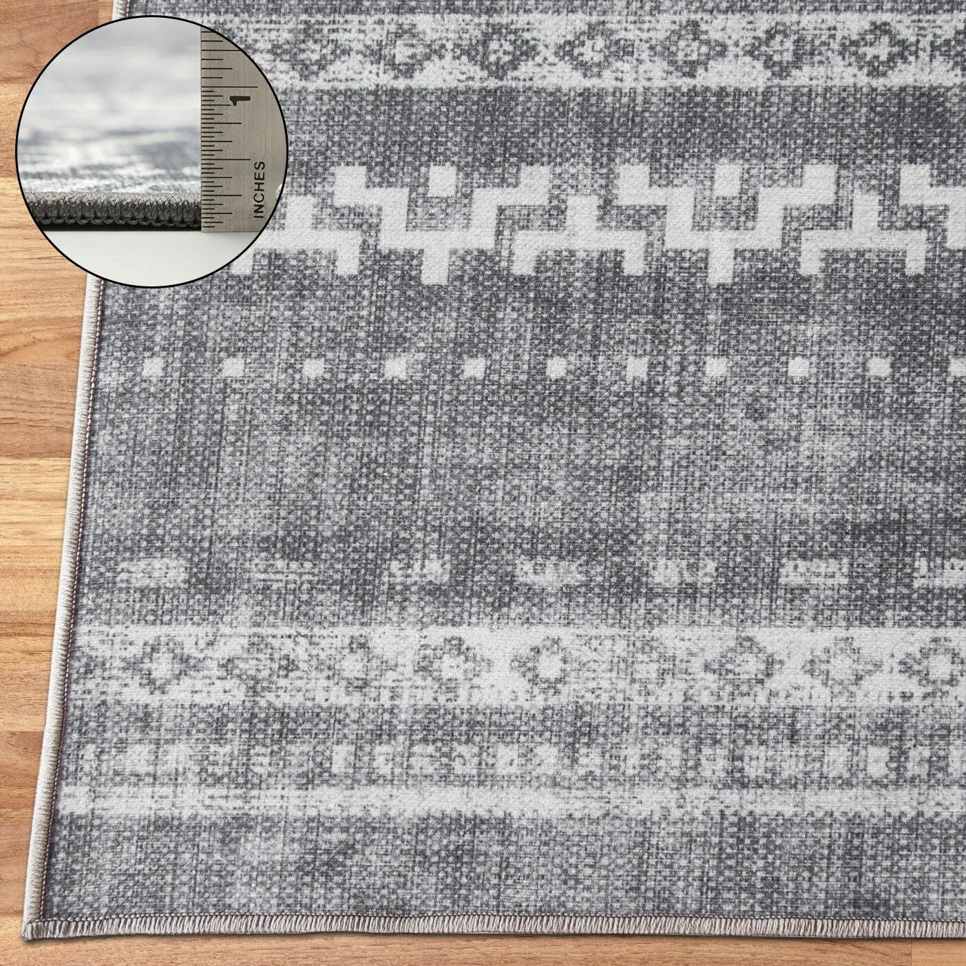 FH Home Machine Washable Area Rug - Stain Resistant Non-Shed Eco-Friendly