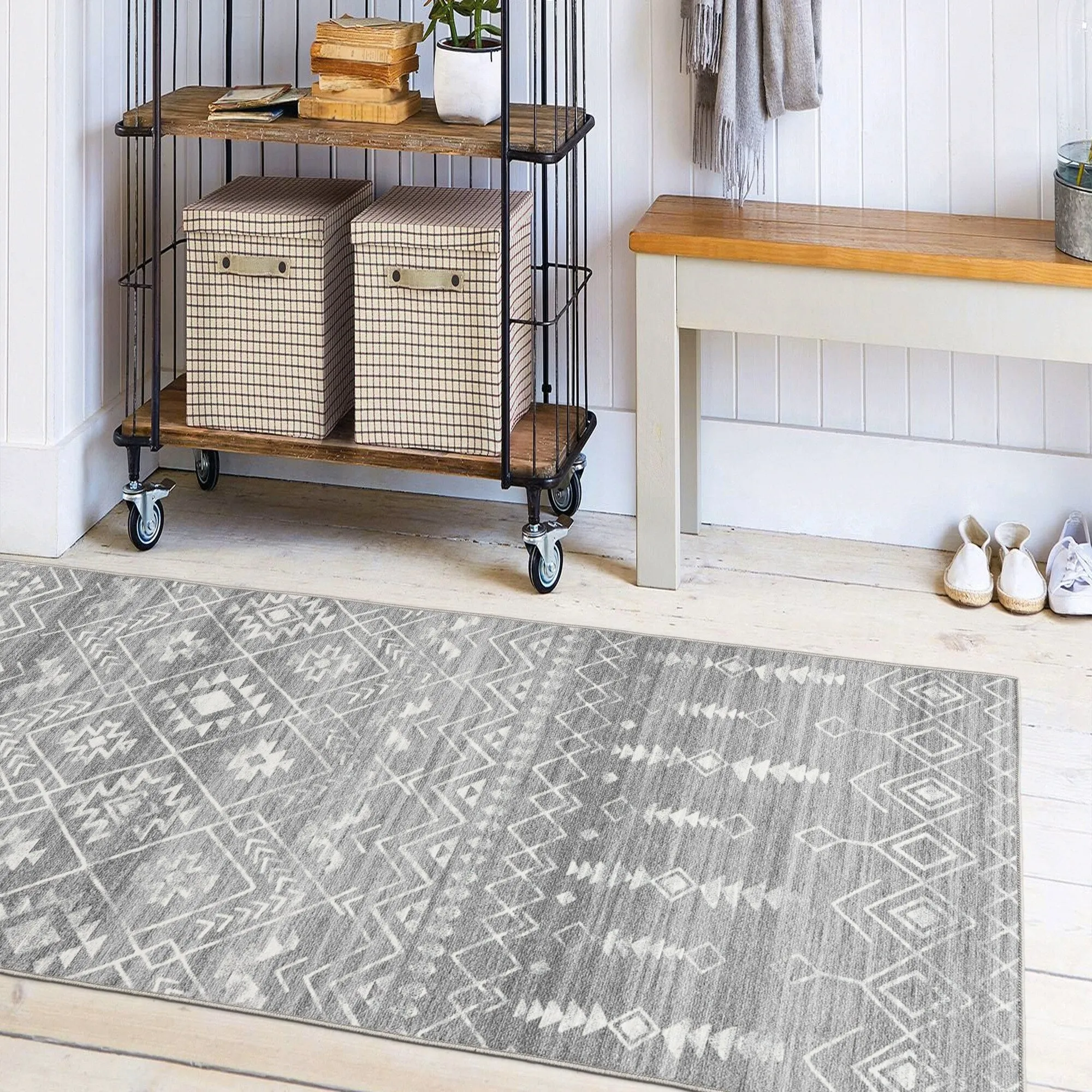FH Home Machine Washable Area Rug - Stain Resistant Non-Shed Eco-Friendly